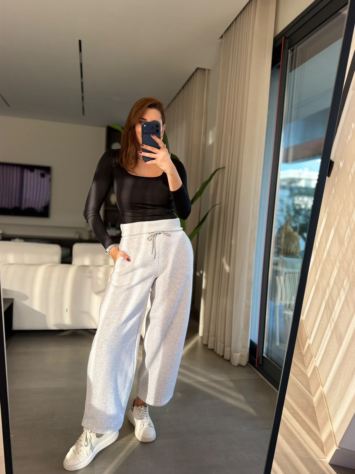 Gri Kaşkorse Kemerli Pantolon