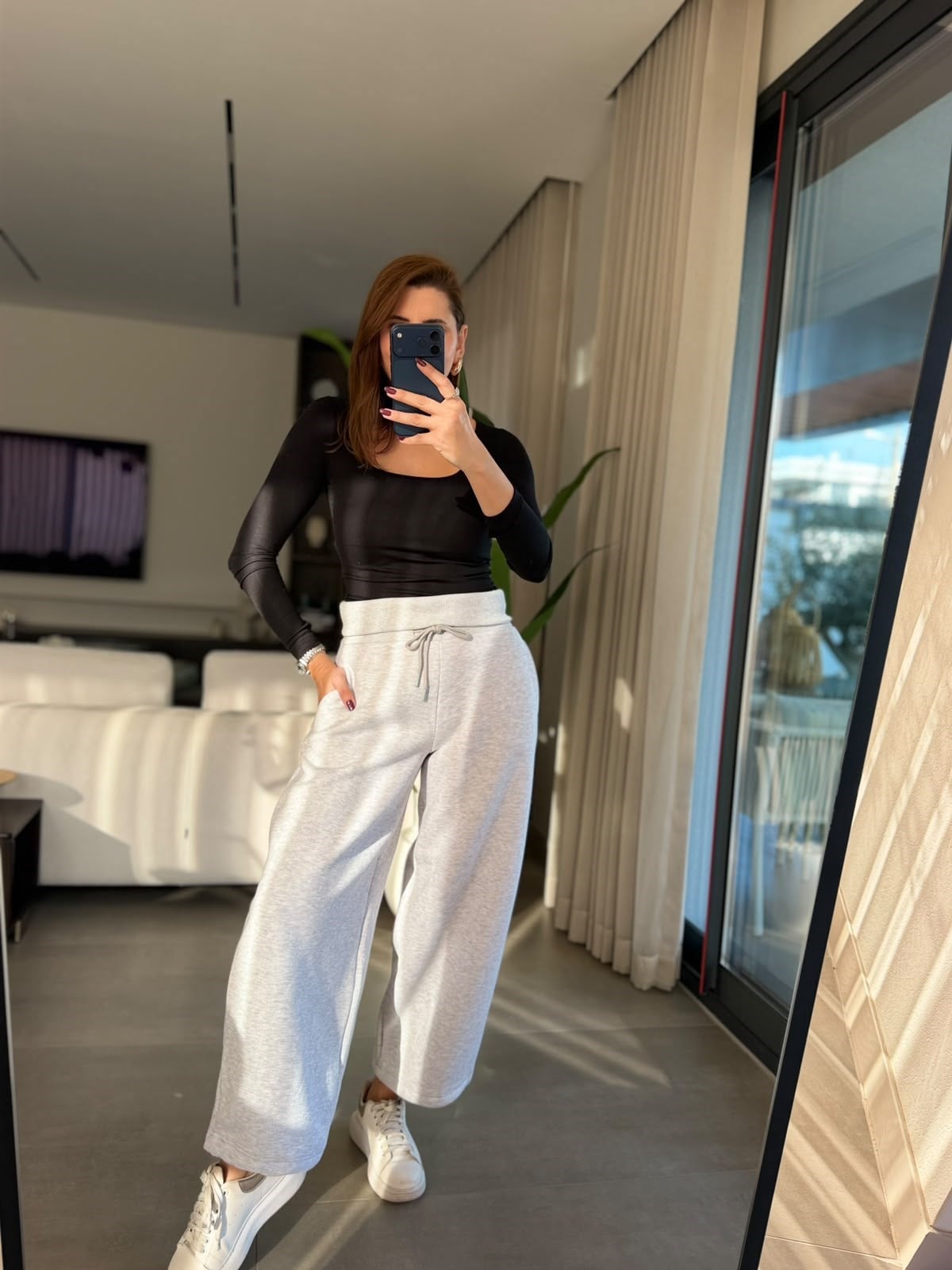 Gri Kaşkorse Kemerli Pantolon