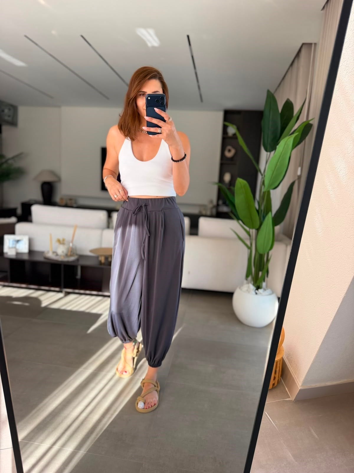Gri Lara Şalvar Pantolon