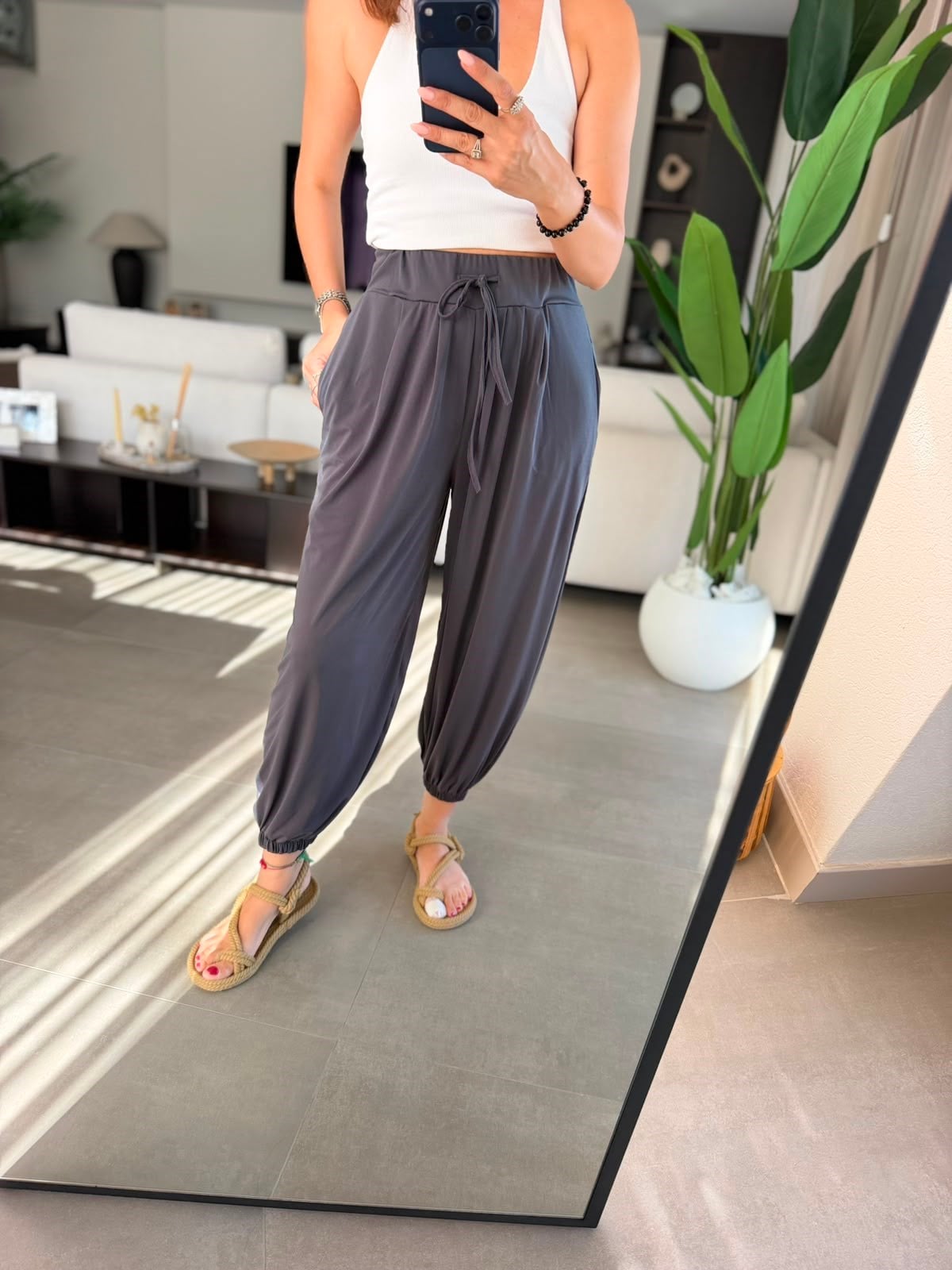 Gri Lara Şalvar Pantolon