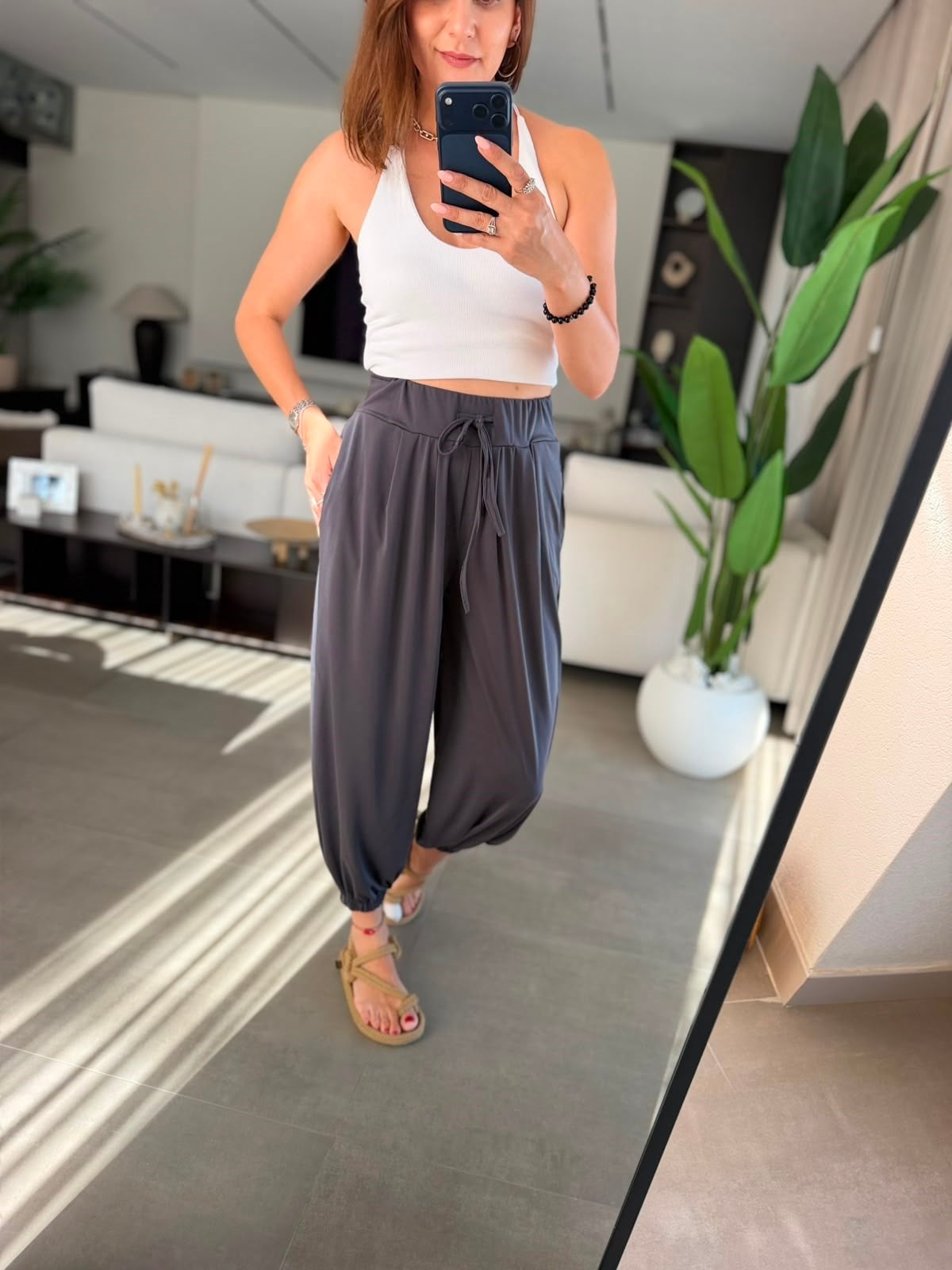 Gri Lara Şalvar Pantolon