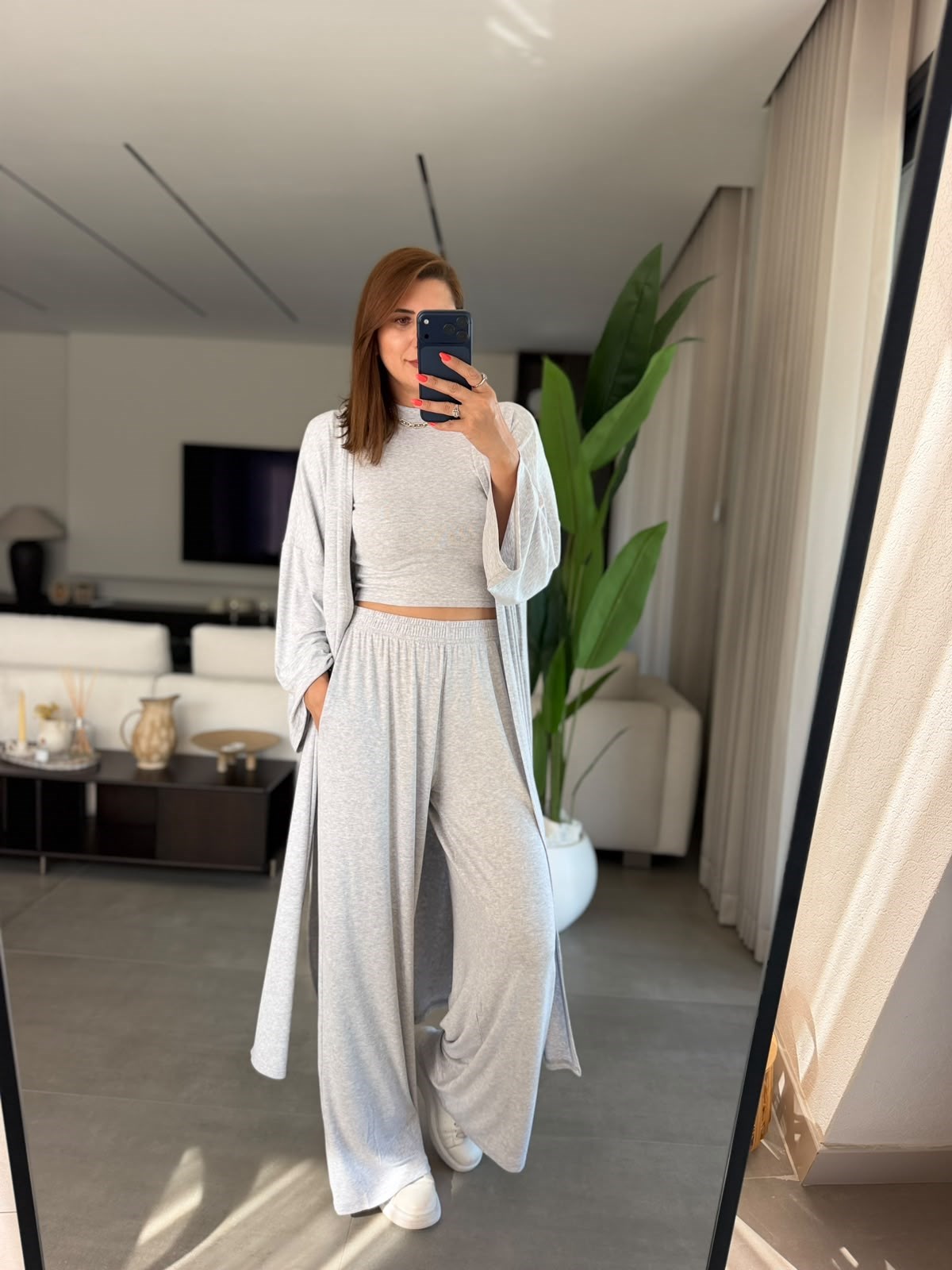 Gri Üçlü Kimona Takım