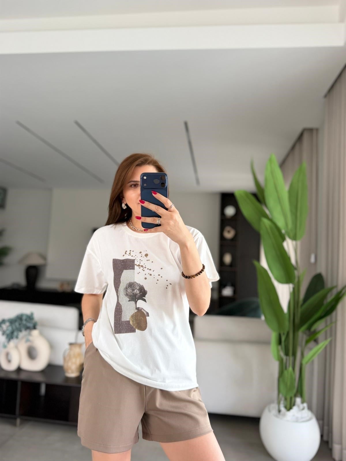 Gül Baskılı T-shirt