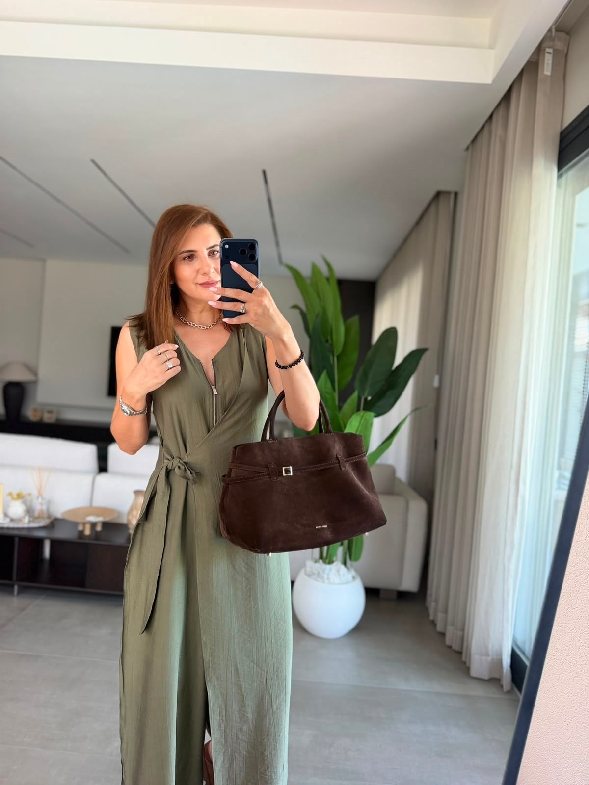 Haki Aura Ön Detaylı Tulum