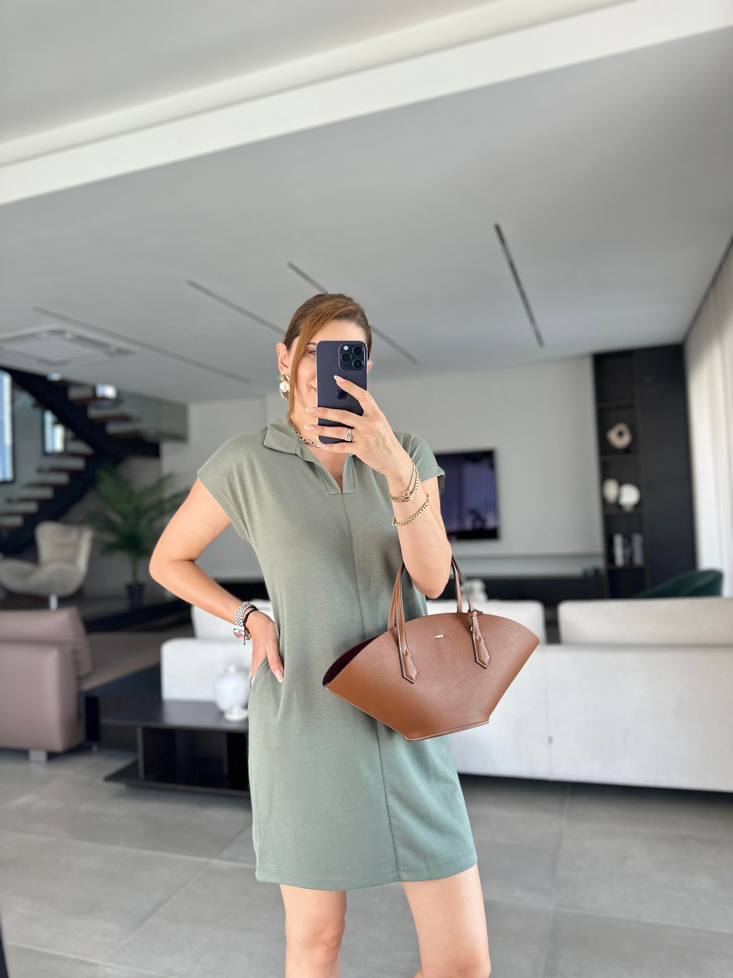 Haki Basic Polo Yaka Elbise
