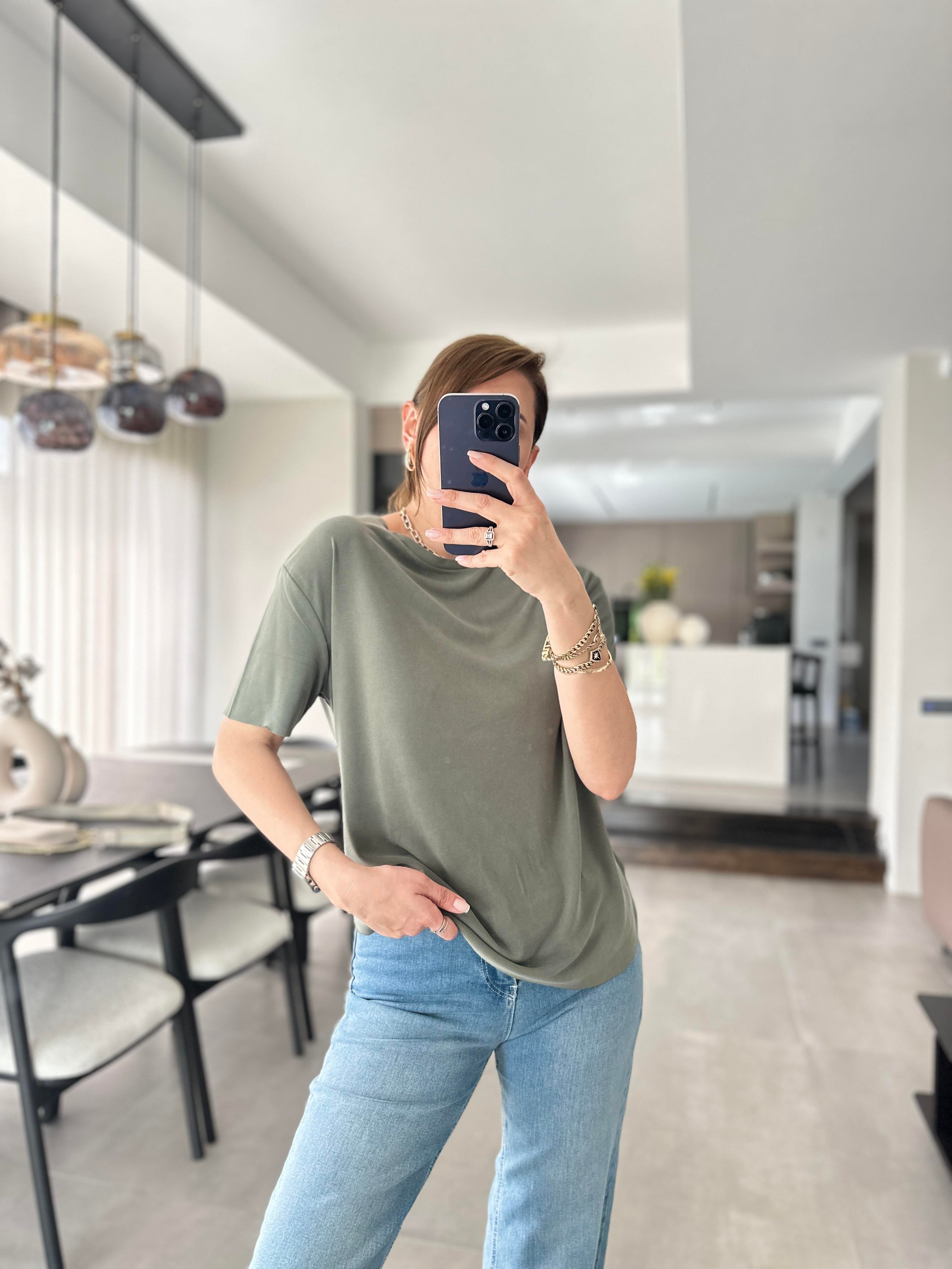 Haki Lazer Kesim T-shirt