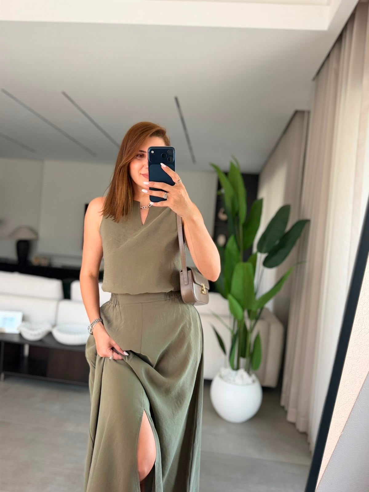 Haki Loren V Yaka Etekli Takım