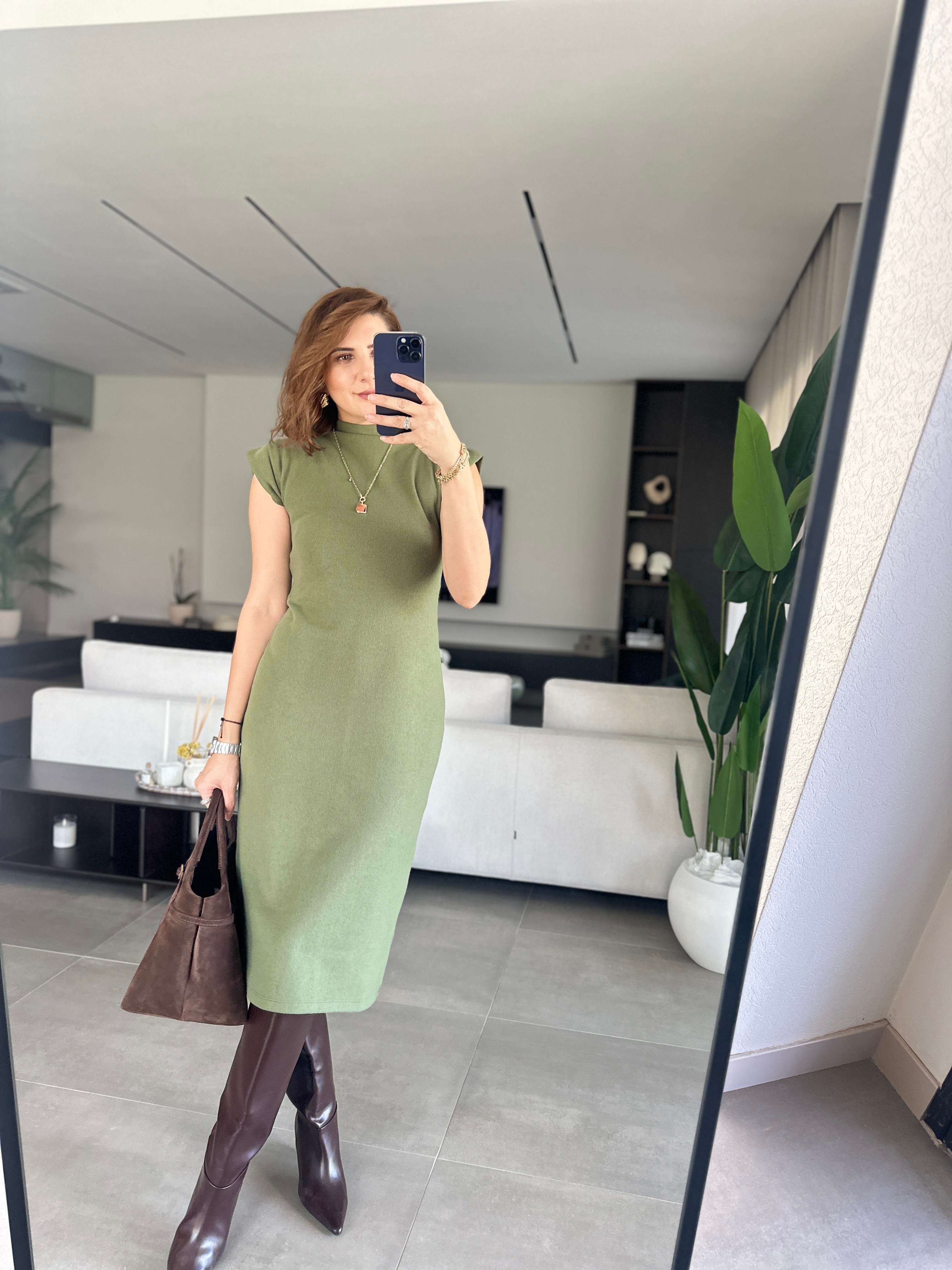 Haki Mas Selanik Elbise