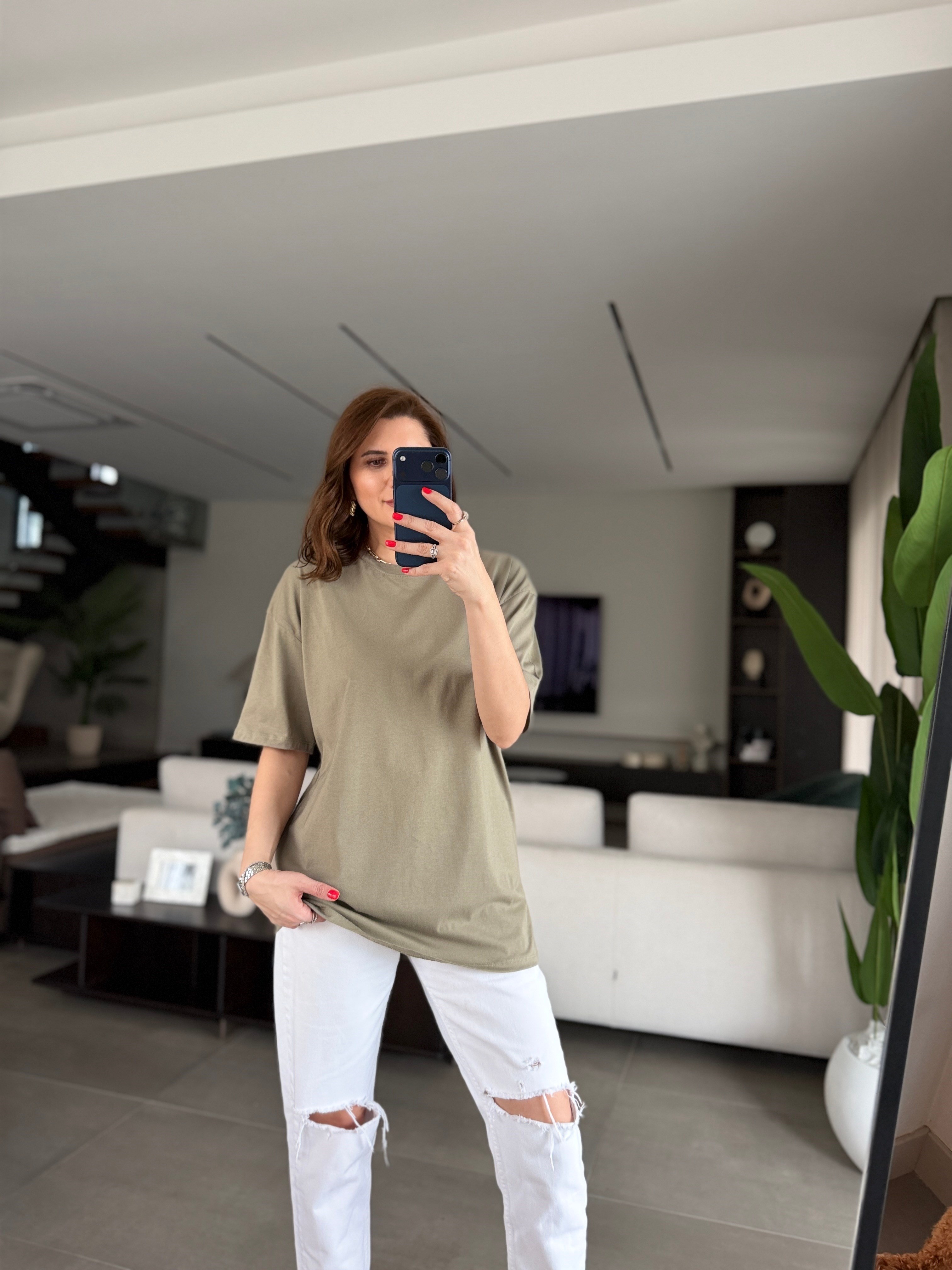 Haki Oversize Basic T-shirt