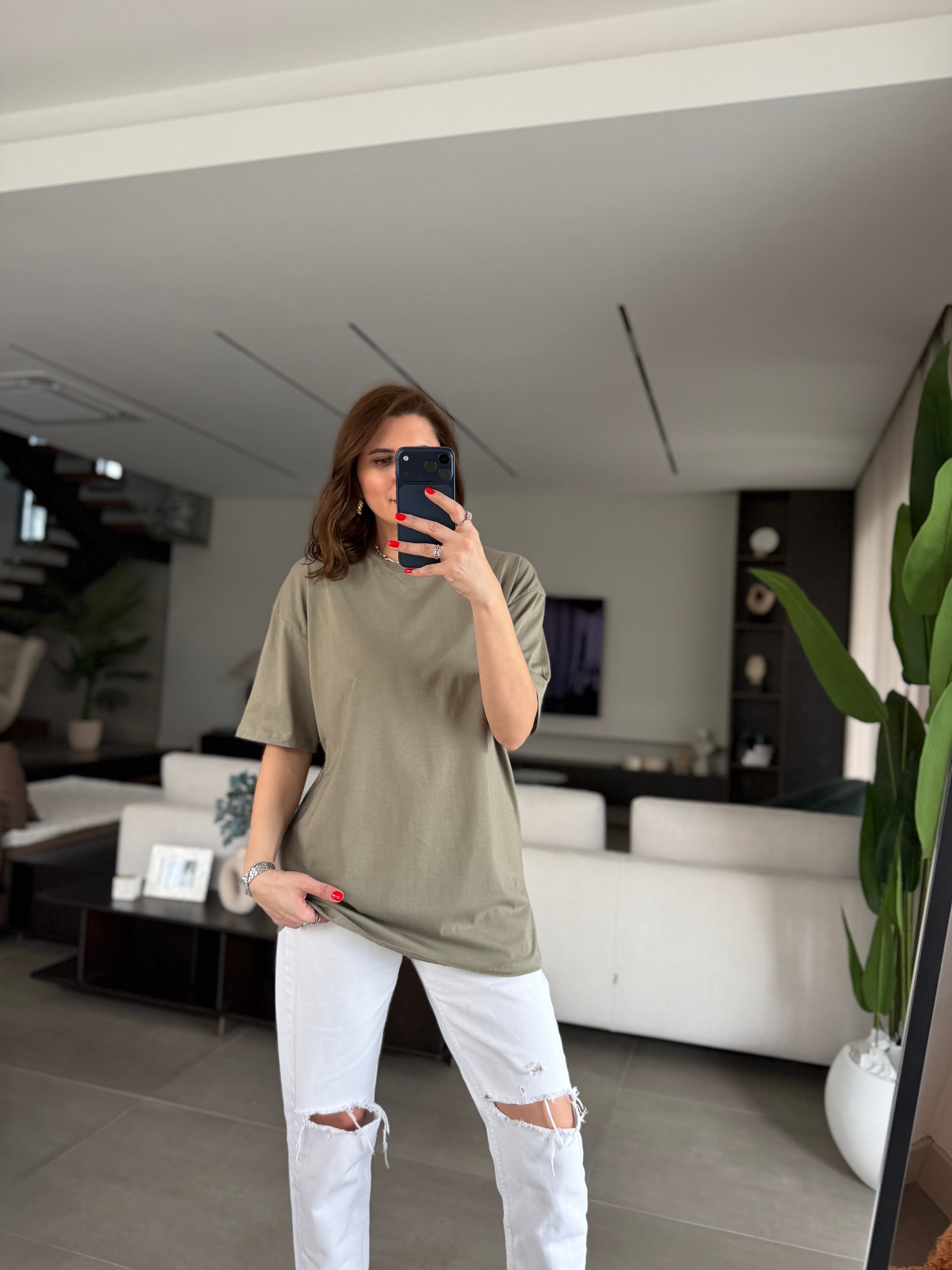 Haki Oversize Basic T-shirt