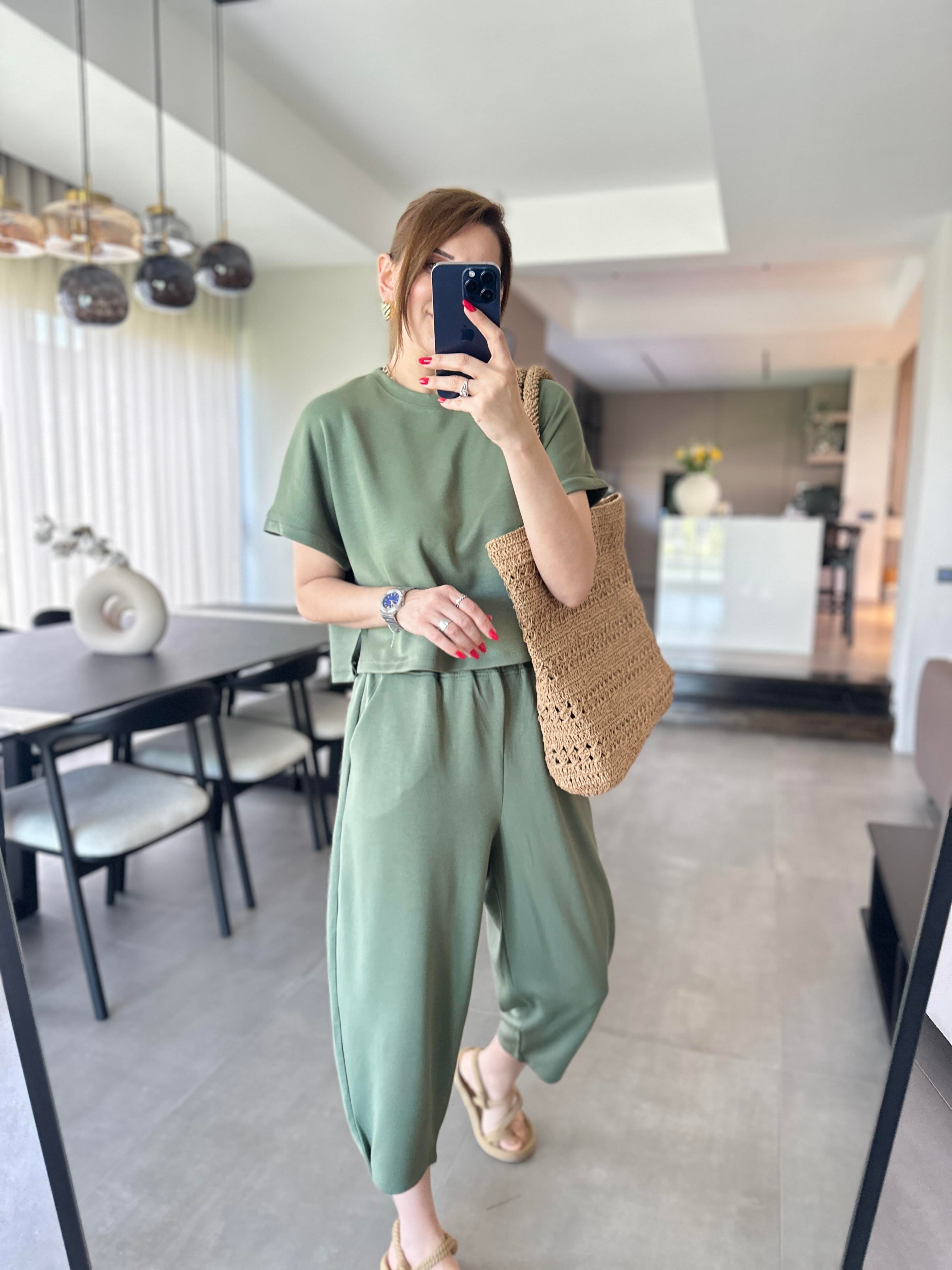 Haki Oysh Kumaş Şalvar Takım