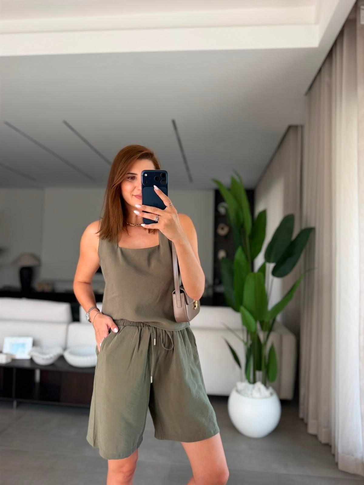 Haki  Terra Tencel Şort Takım