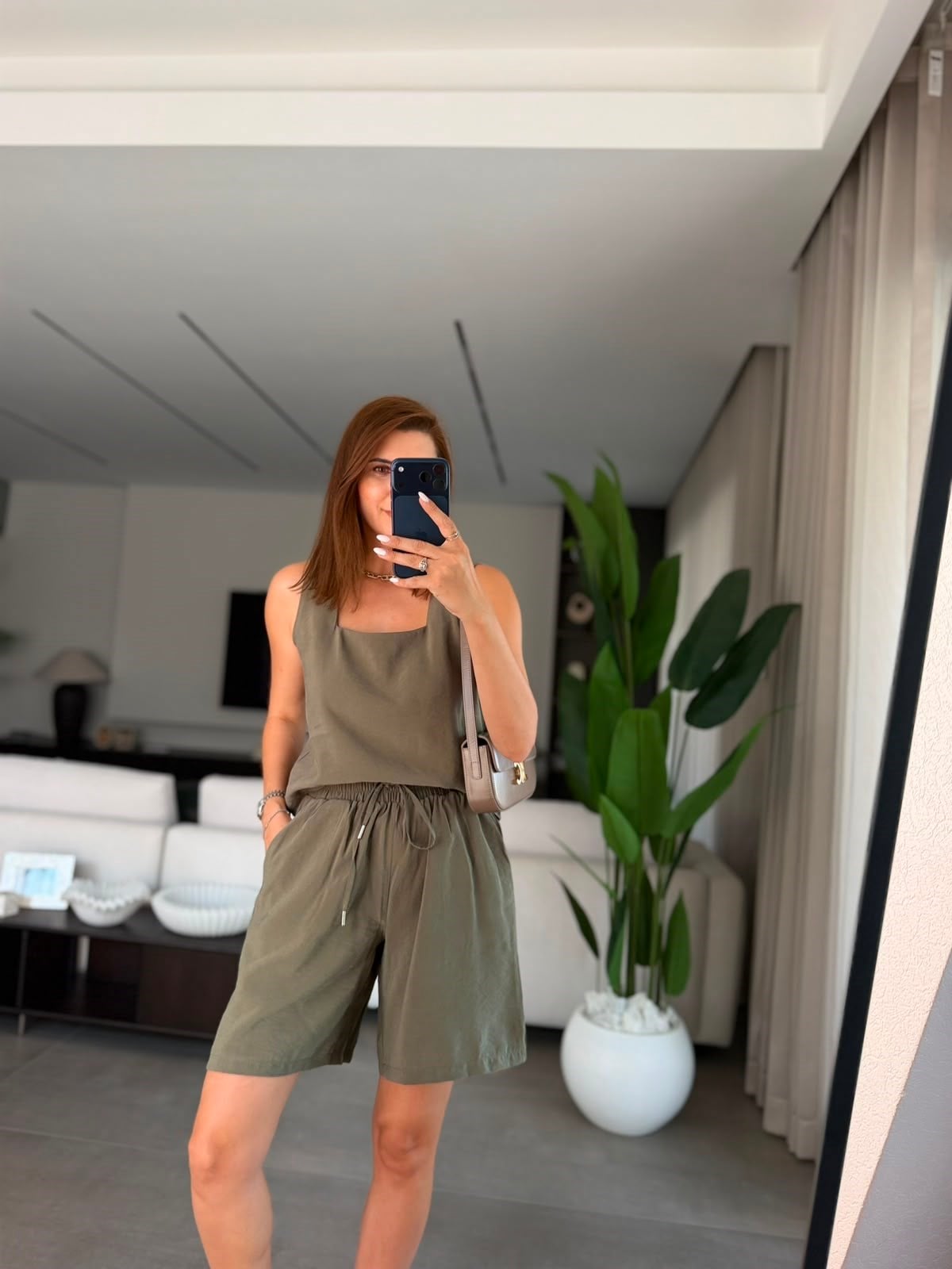 Haki  Terra Tencel Şort Takım