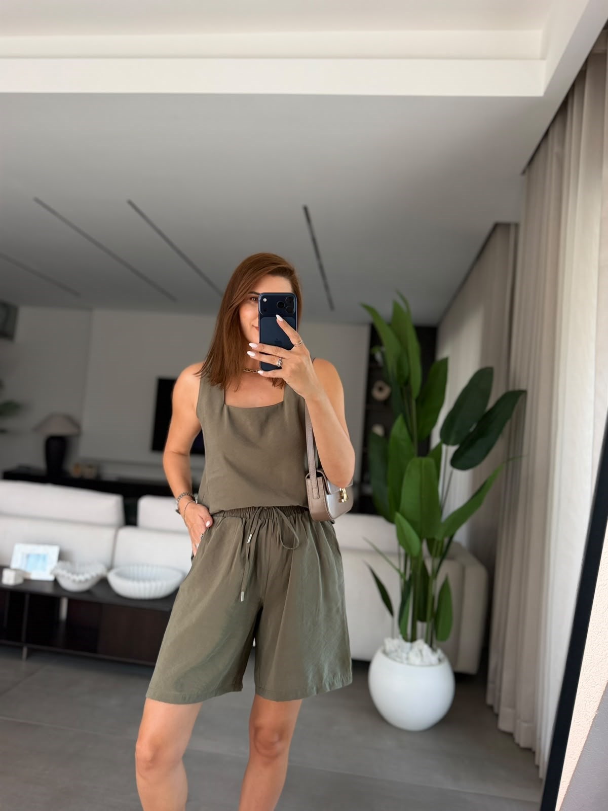 Haki  Terra Tencel Şort Takım