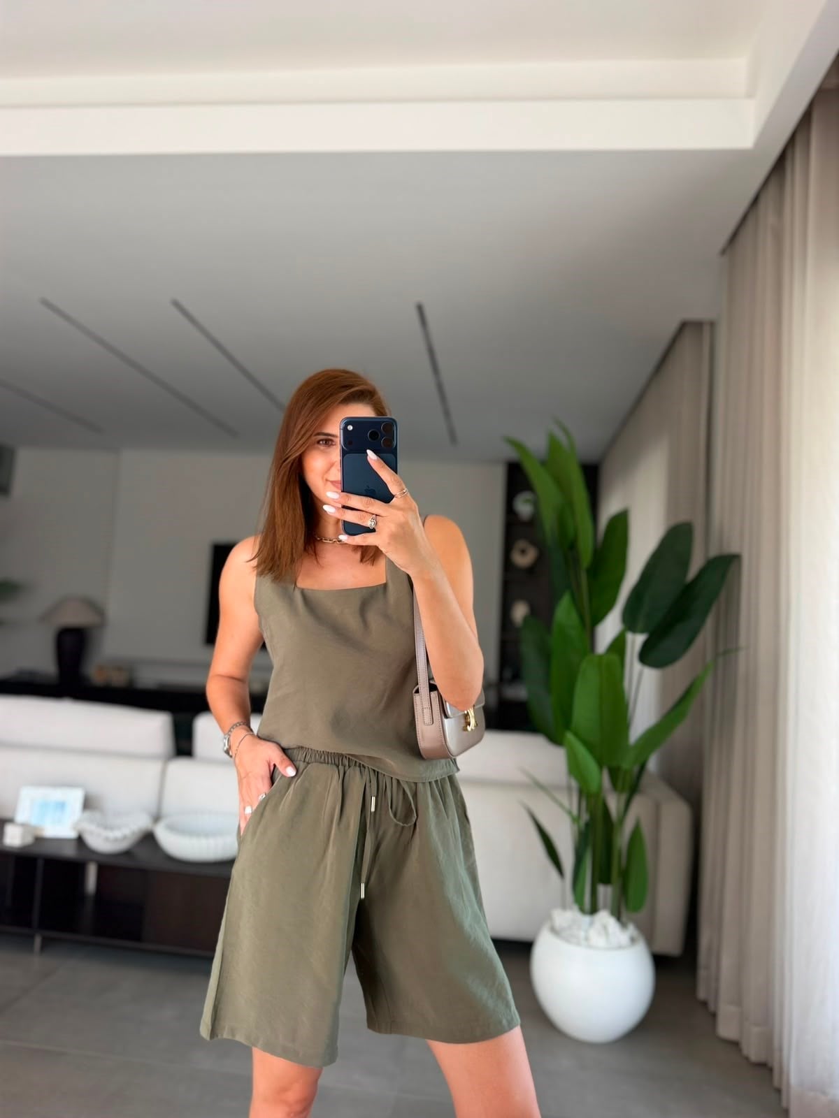 Haki  Terra Tencel Şort Takım