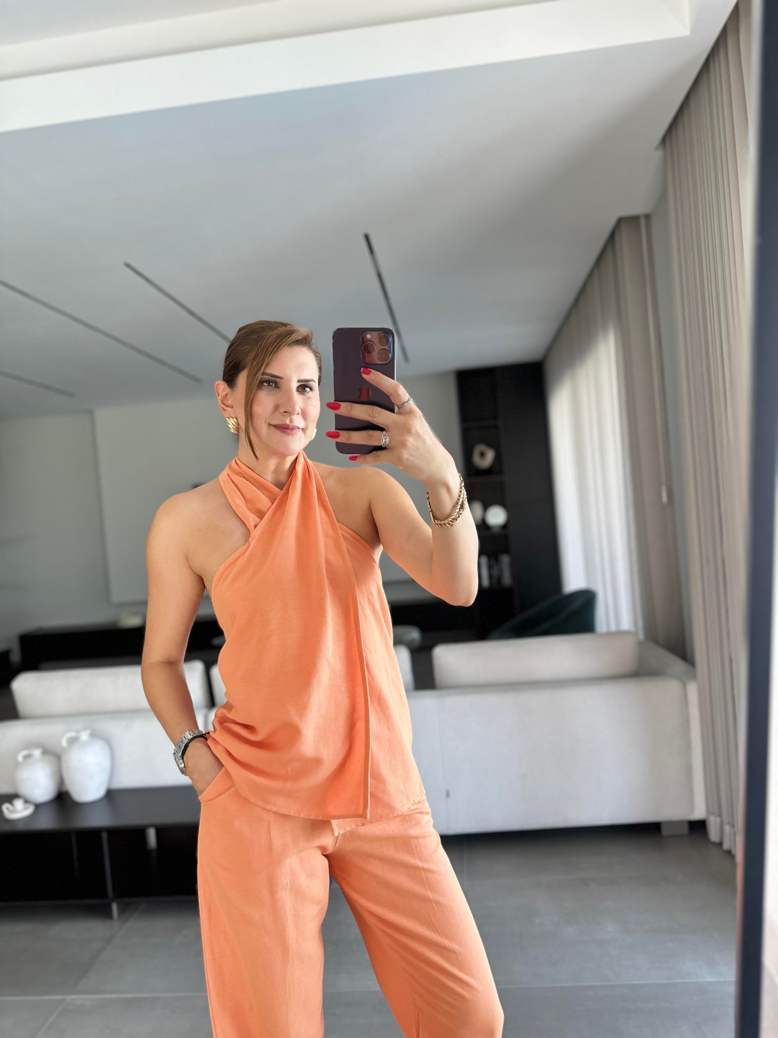 Halter Yaka Pantolon Takım