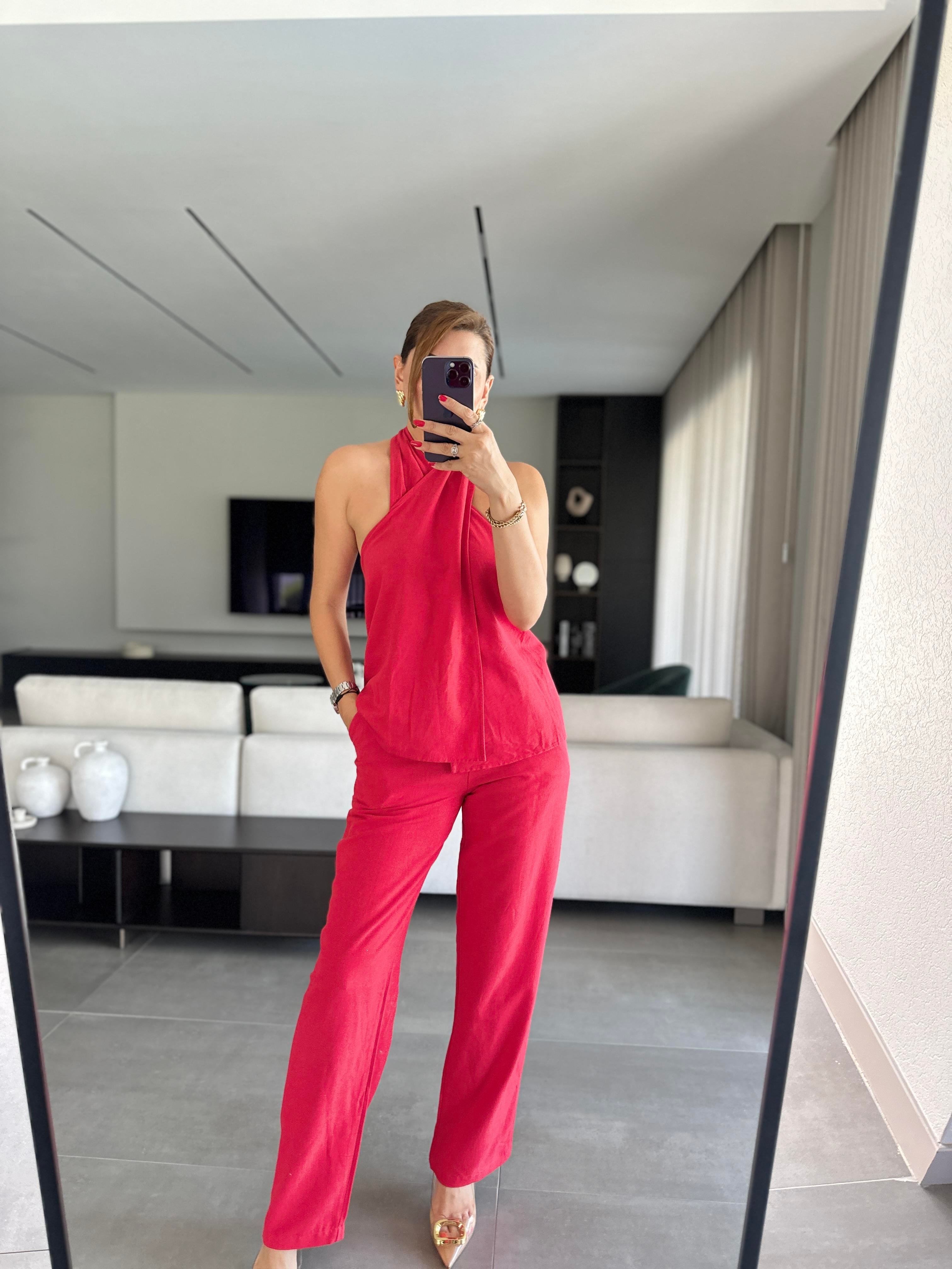 Halter Yaka Pantolon Takım
