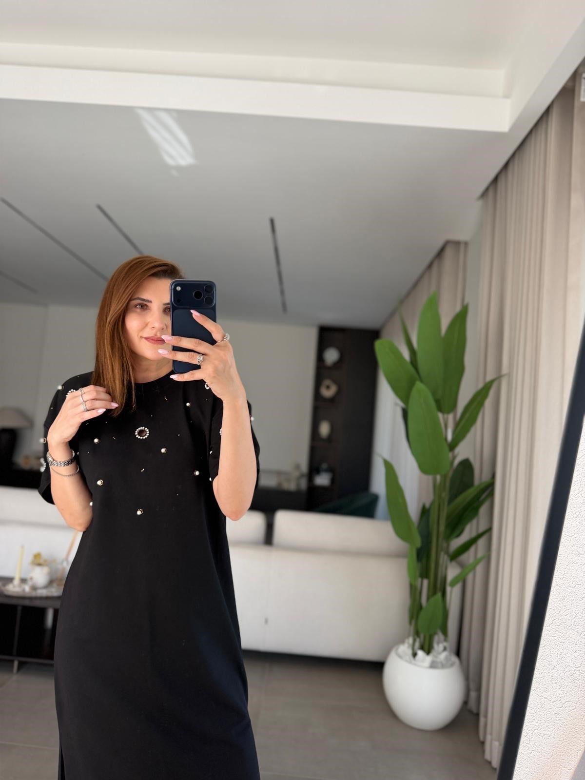 İncili Kuş Gözlü Elbise