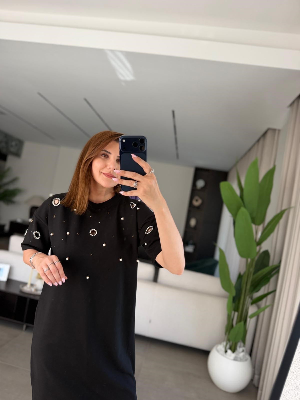 İncili Kuş Gözlü Elbise