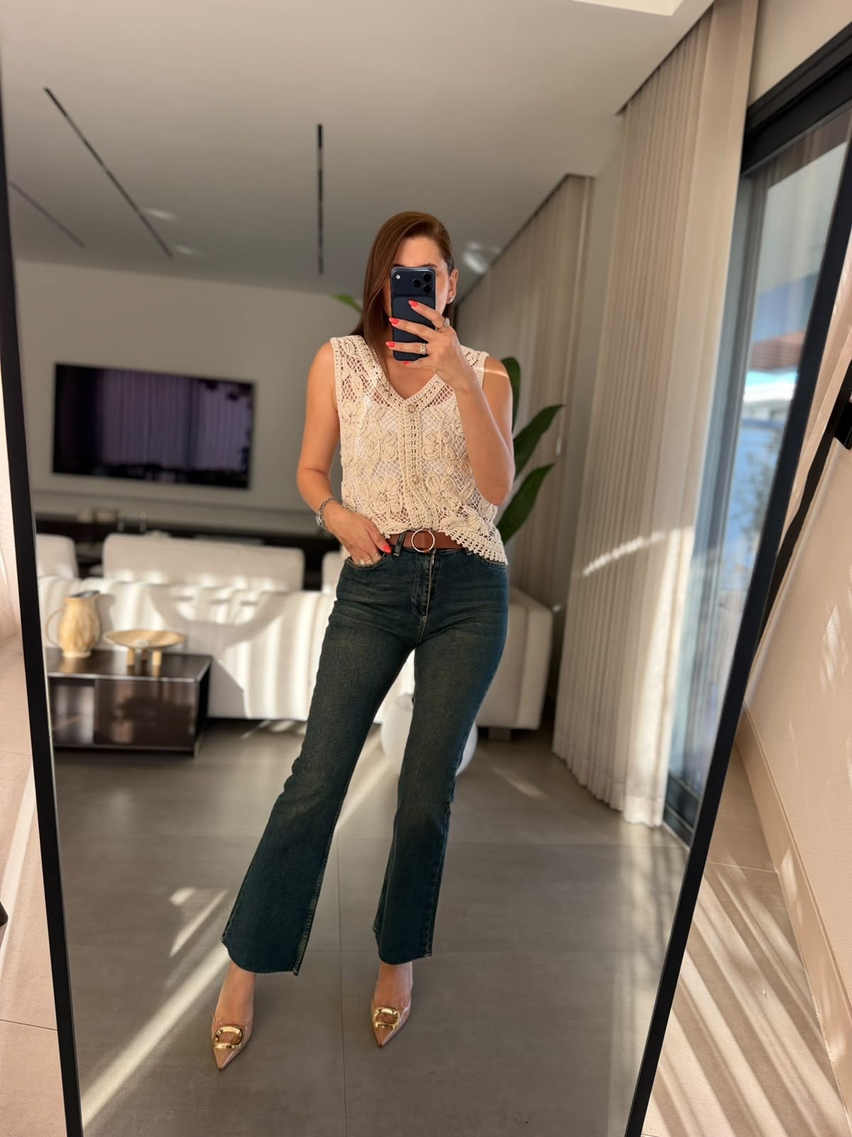 İndigo Kemerli Jolie Pantolon