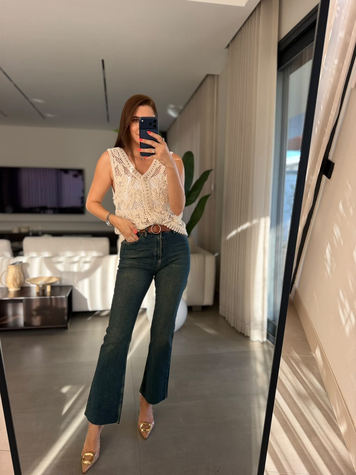 İndigo Kemerli Jolie Pantolon