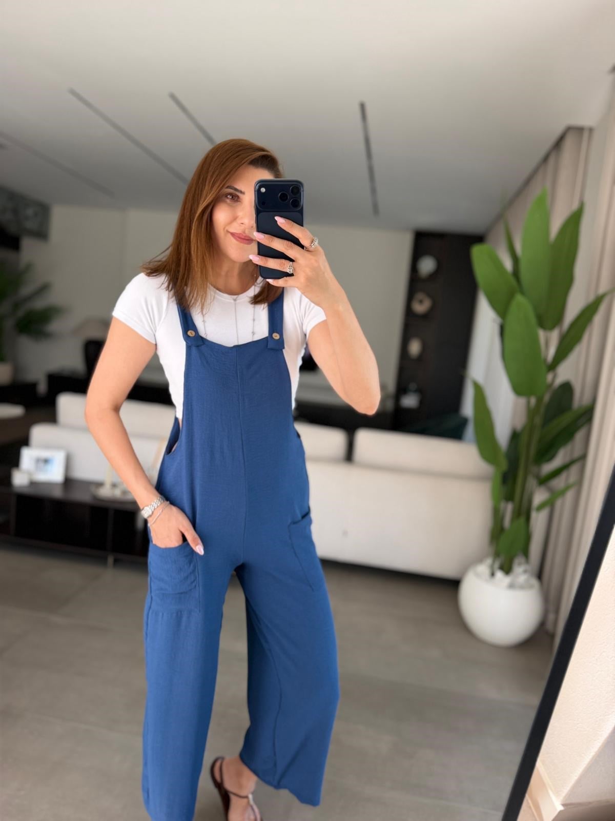 İndigo Torba Cepli Ayrobin Tulum