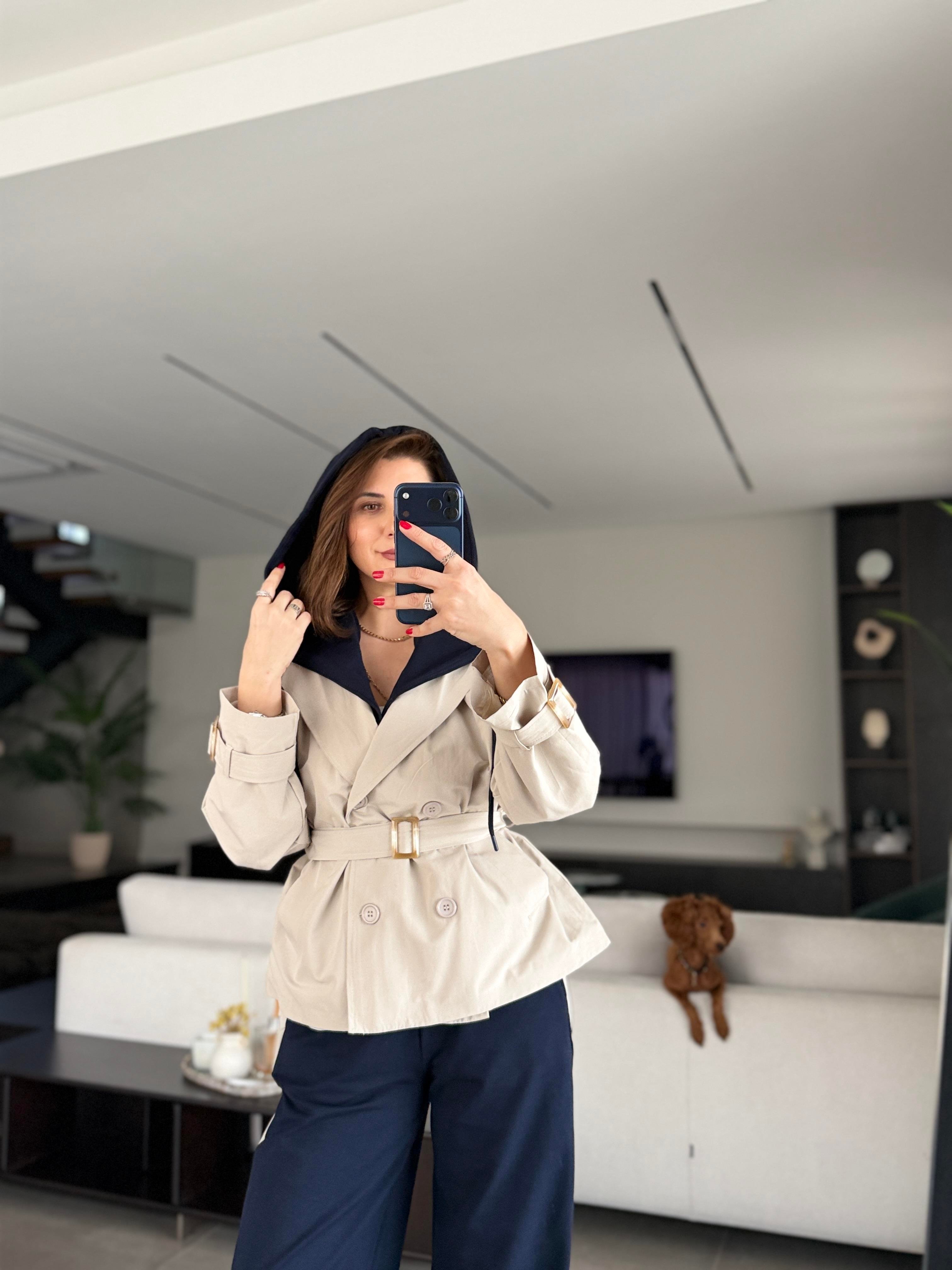 Kapşonlu Trenç Takım