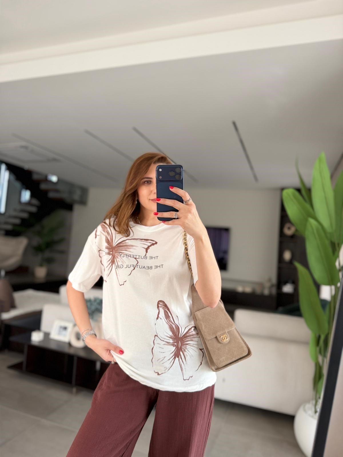 Kelebek Baskılı T-shirt