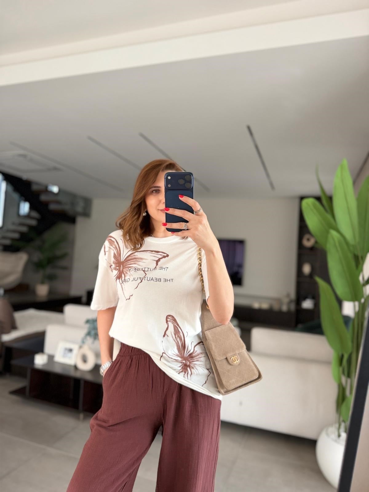 Kelebek Baskılı T-shirt