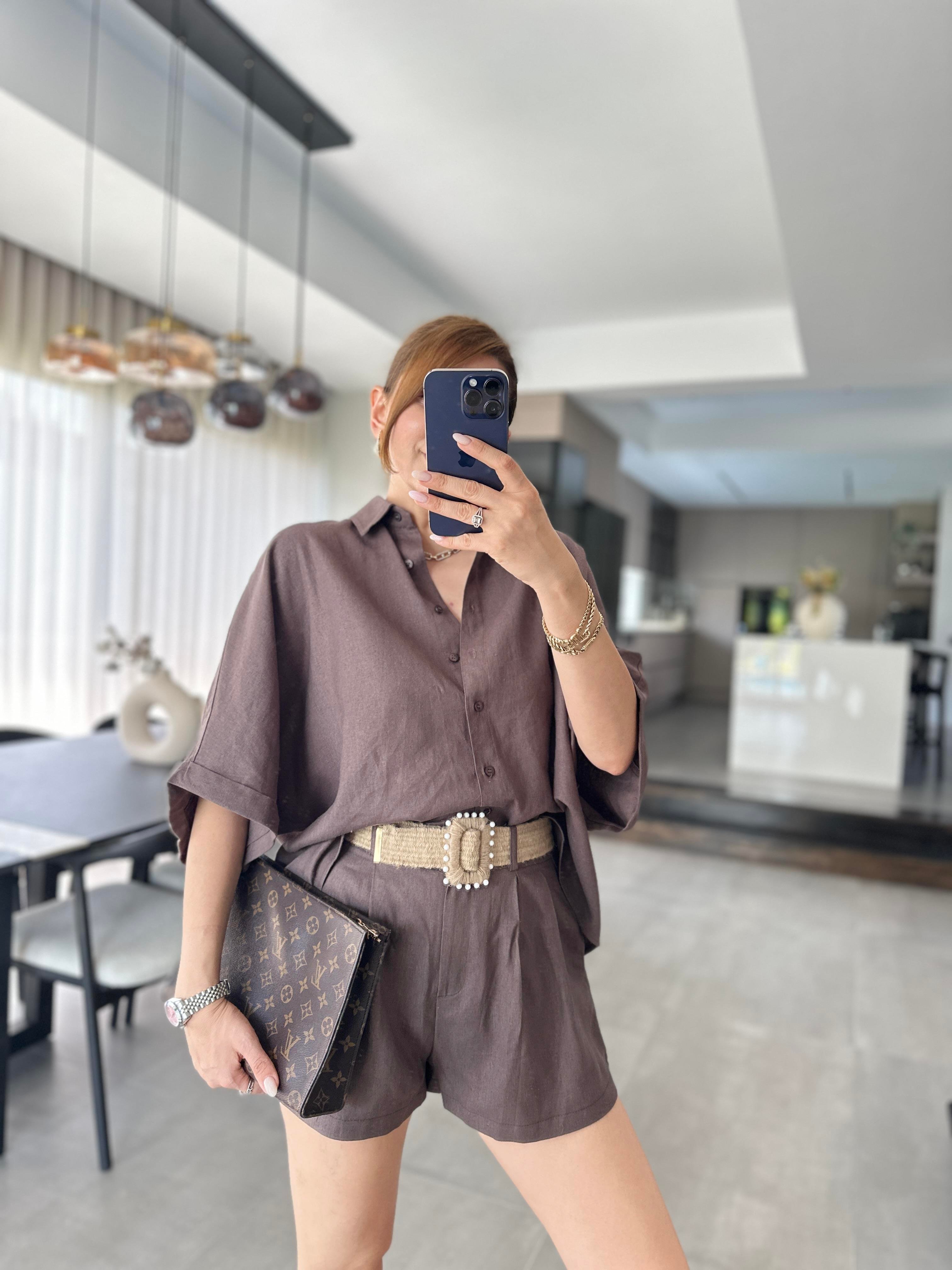 Kemer Detaylı Şort Takım