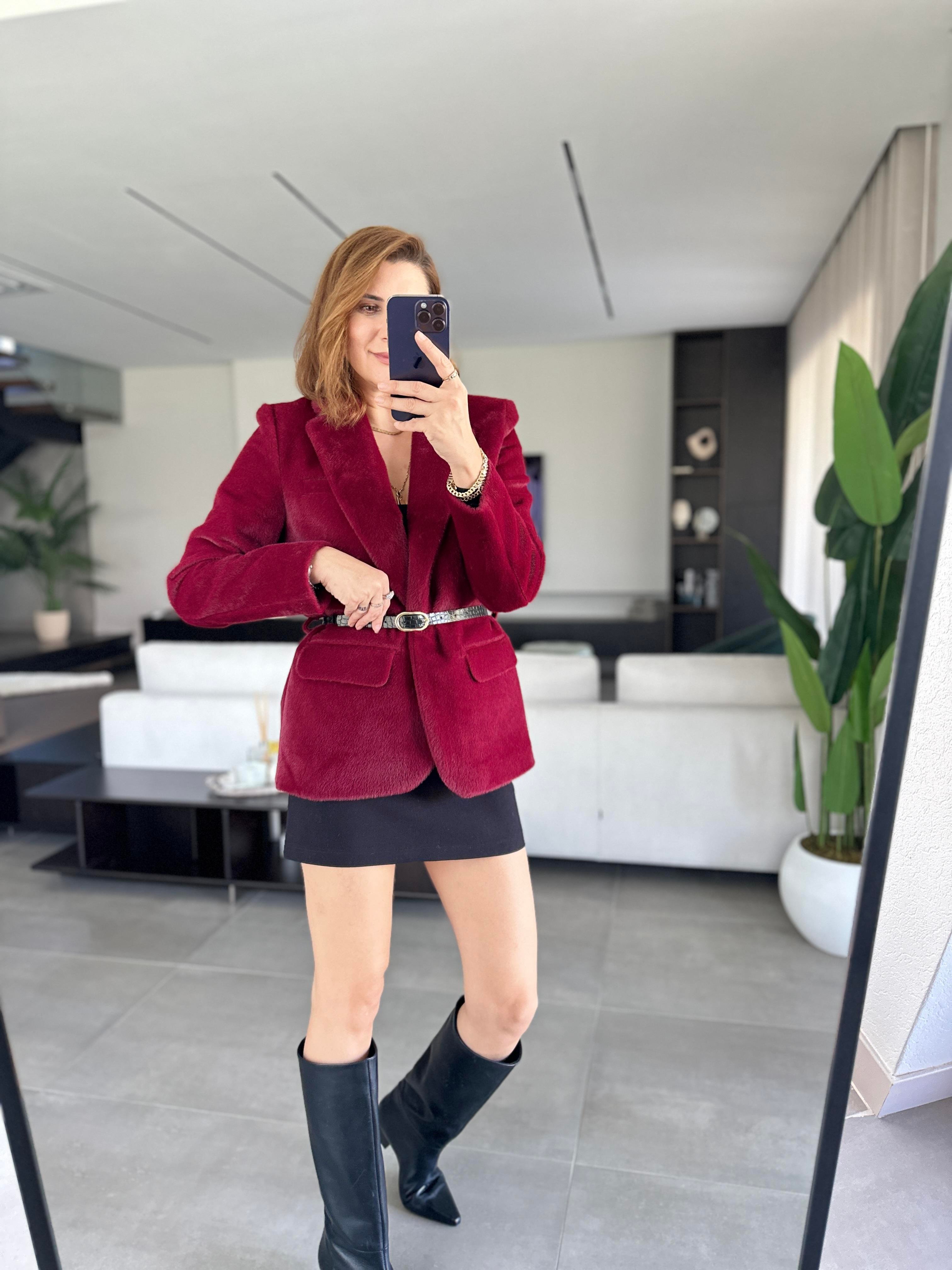 Kemerli Cep Detaylı Ceket