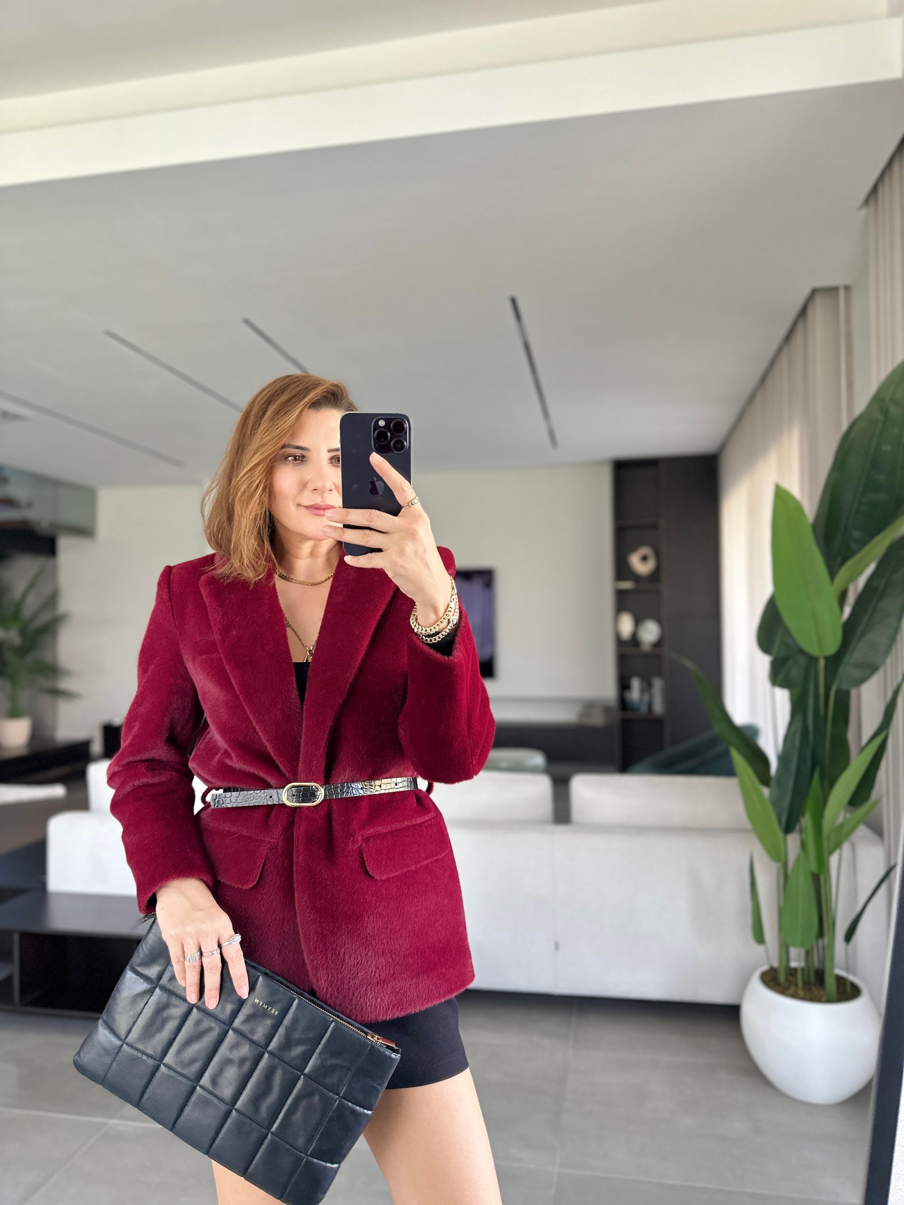 Kemerli Cep Detaylı Ceket