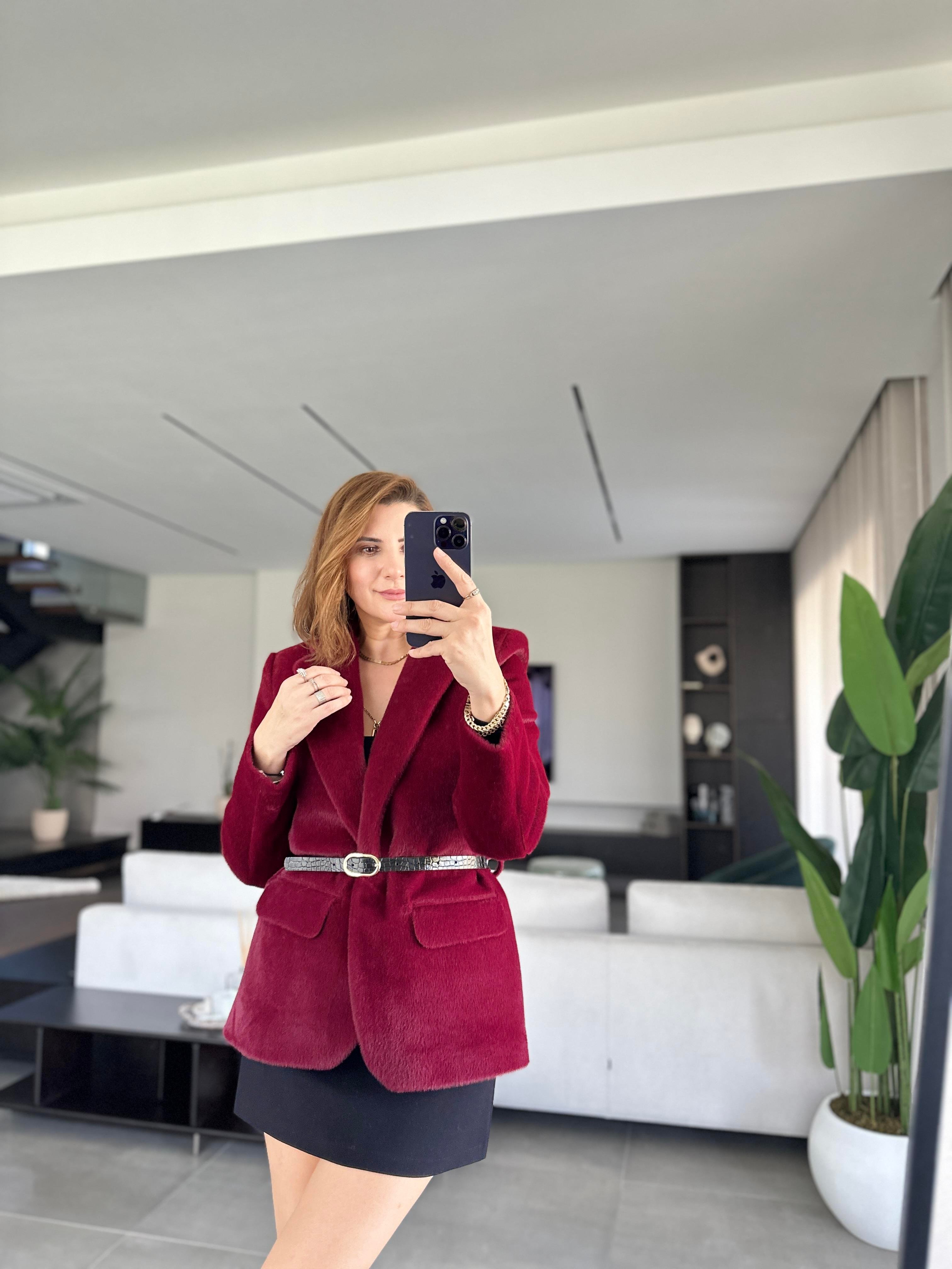 Kemerli Cep Detaylı Ceket
