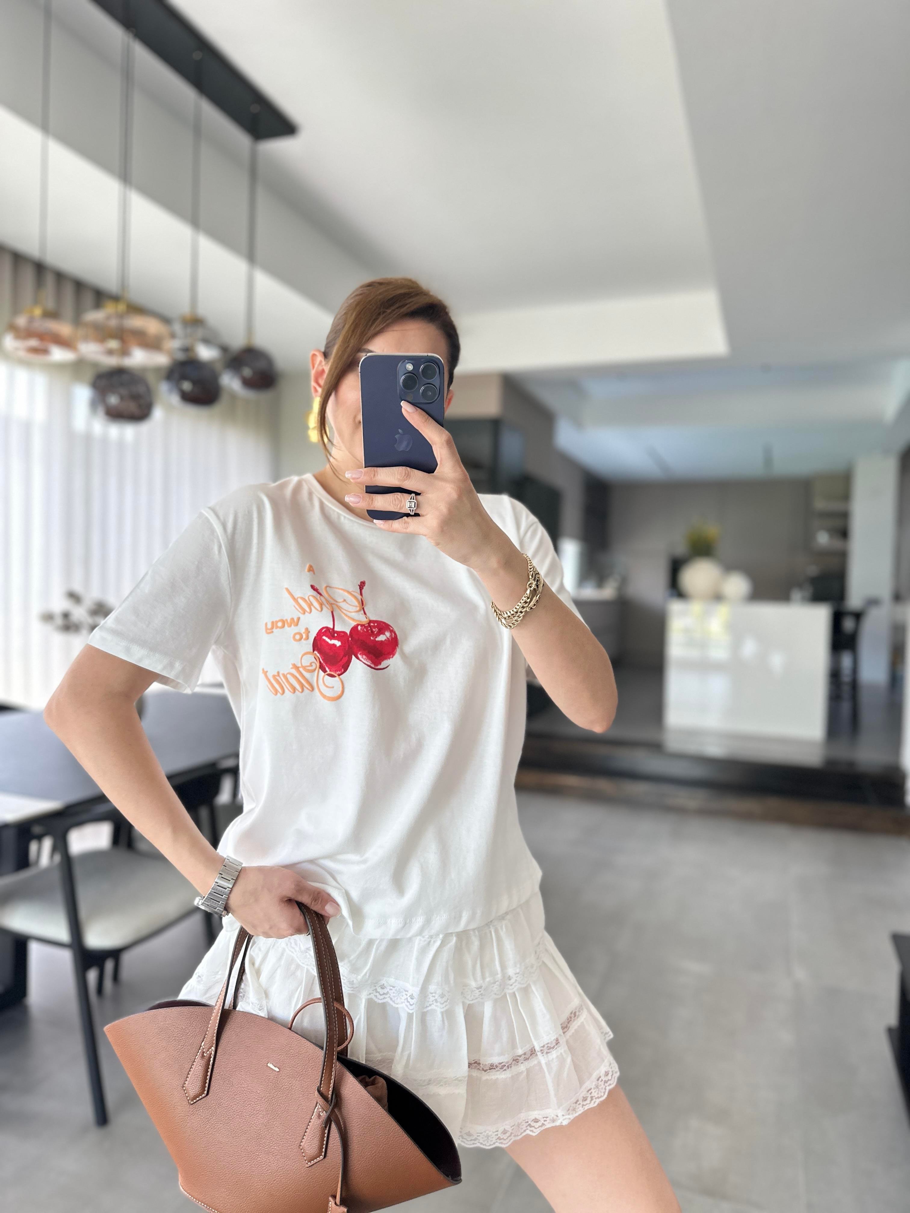 Kiraz Baskılı T-shirt