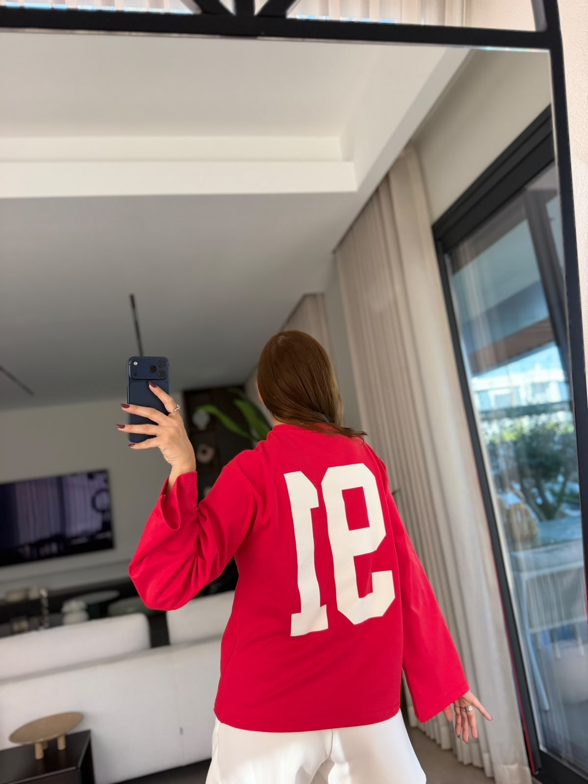 Kırmızı 91 Baskılı Sweatshırt