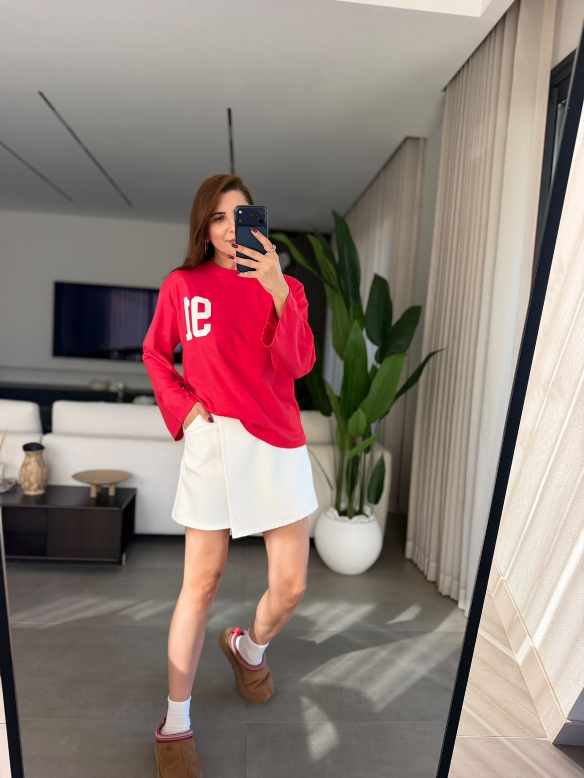 Kırmızı 91 Baskılı Sweatshırt