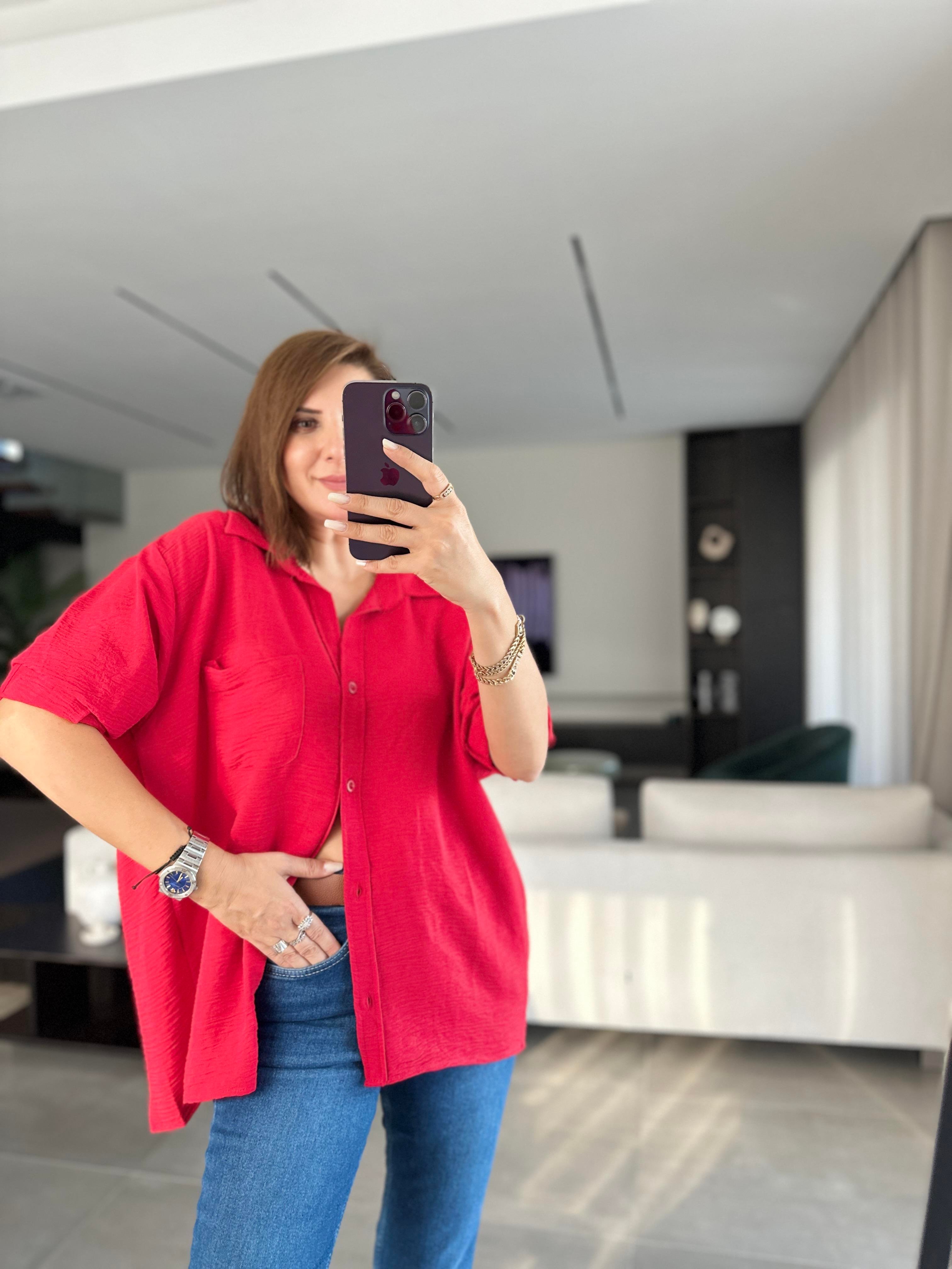 Kırmızı Ayrobin Salaş Gömlek