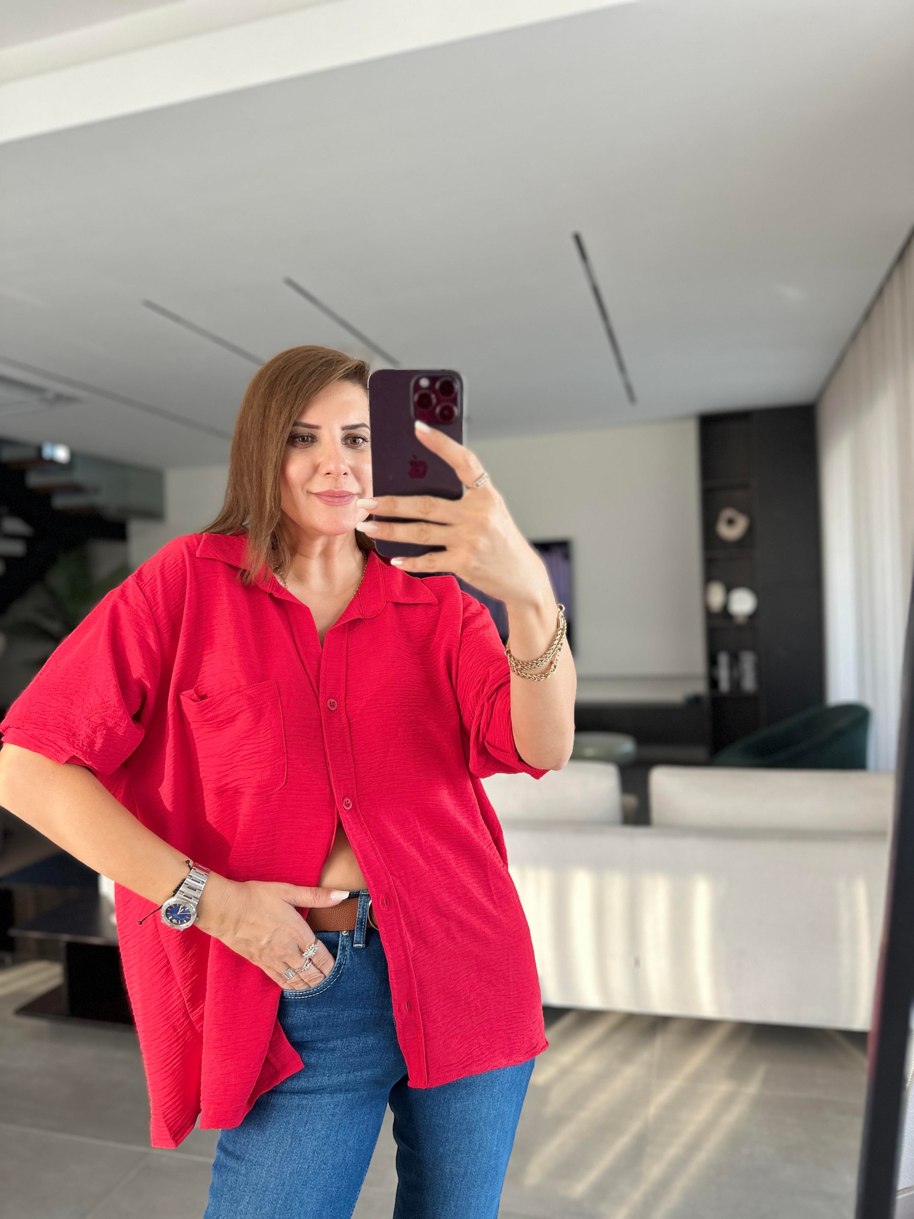 Kırmızı Ayrobin Salaş Gömlek