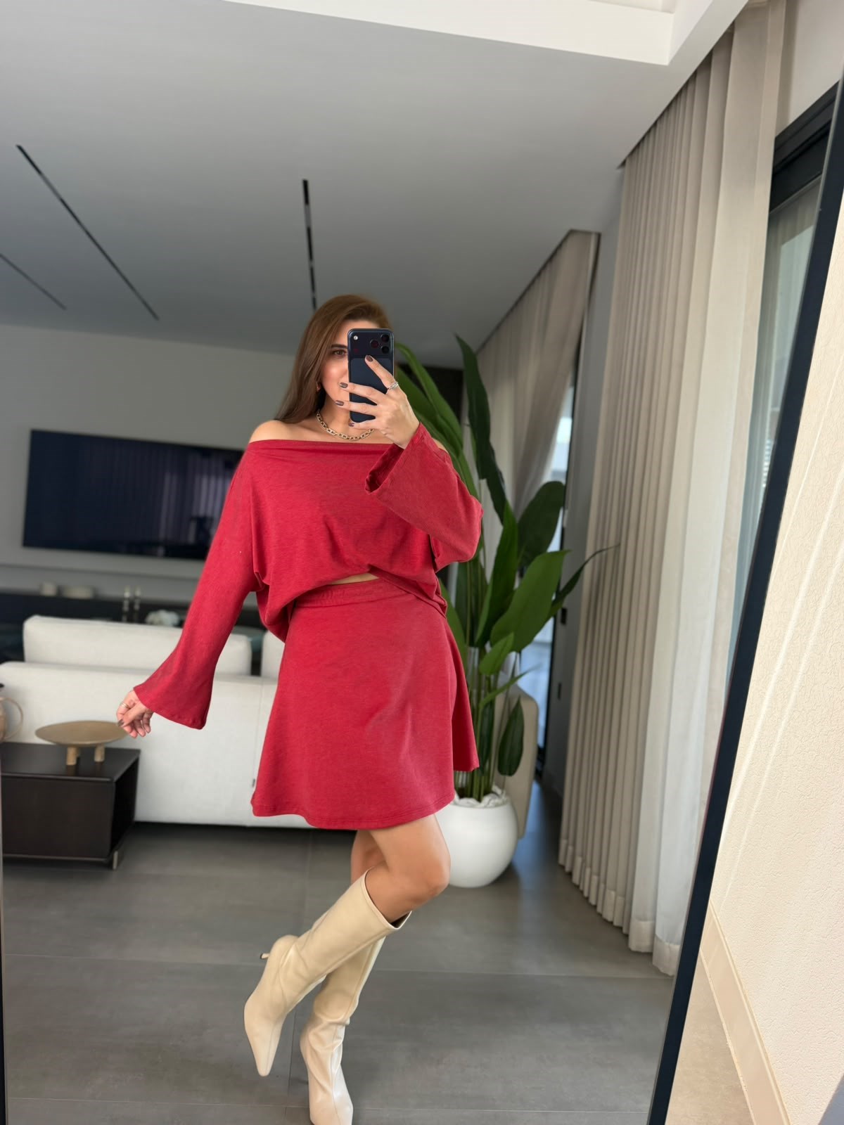 Kırmızı Belis Etek Takım
