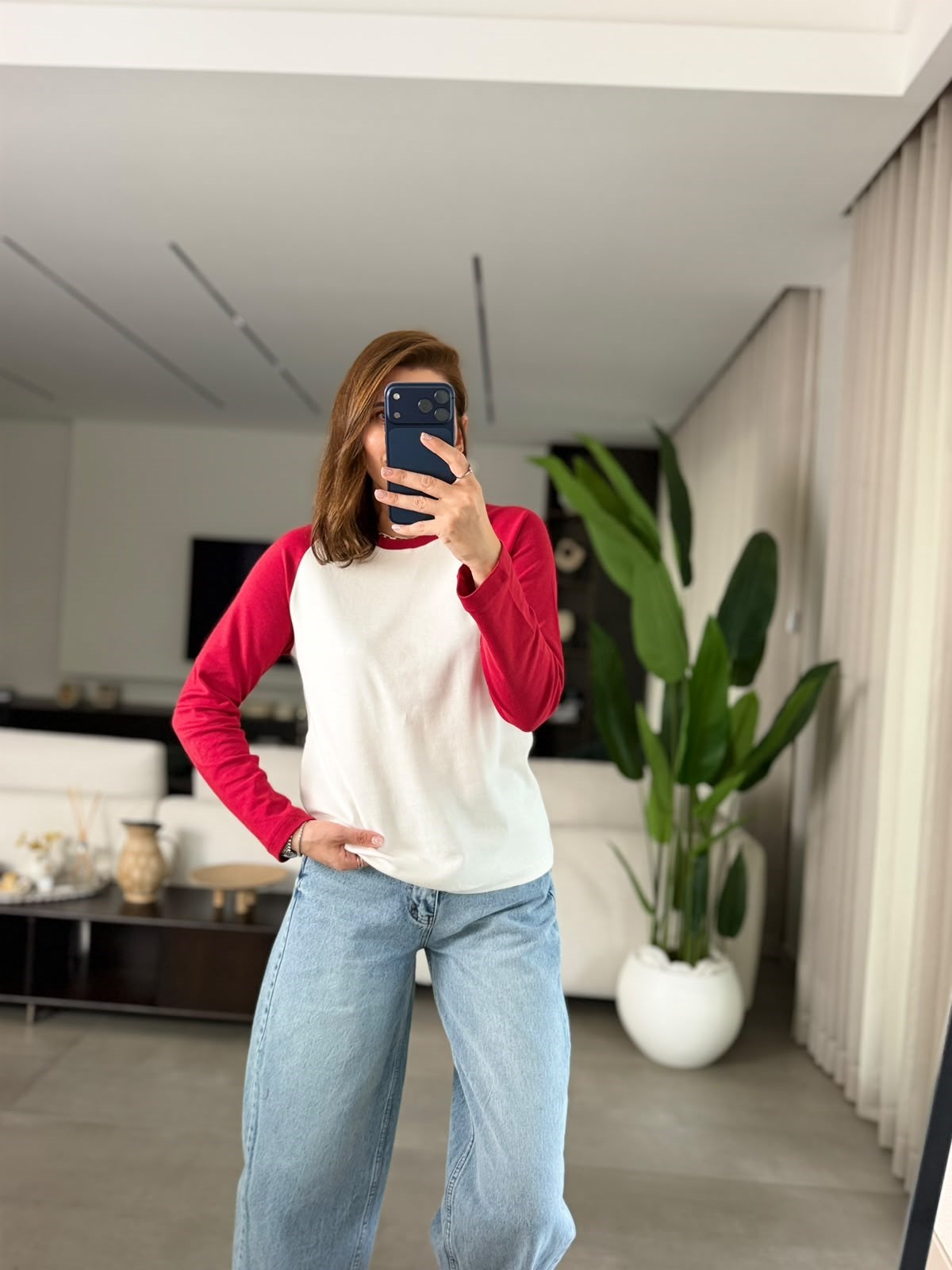 Kırmızı İki Renk Reglan Sweat