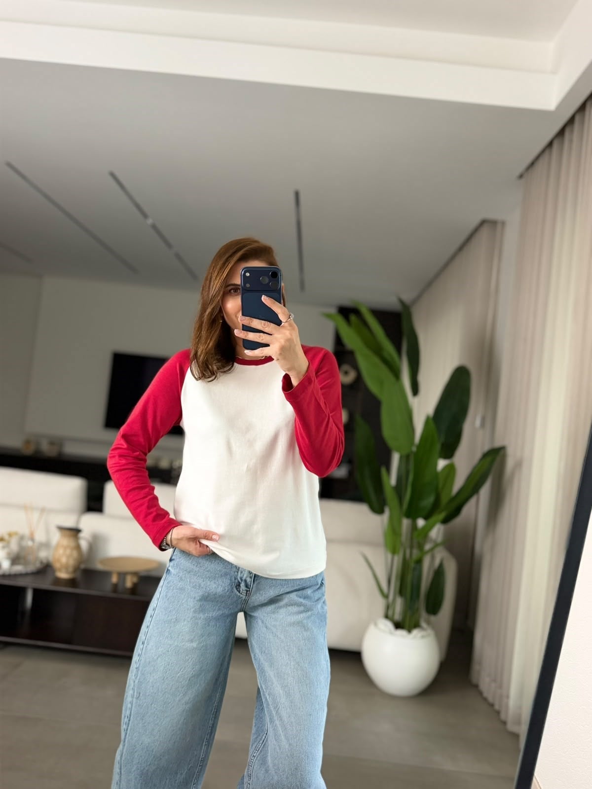 Kırmızı İki Renk Reglan Sweat