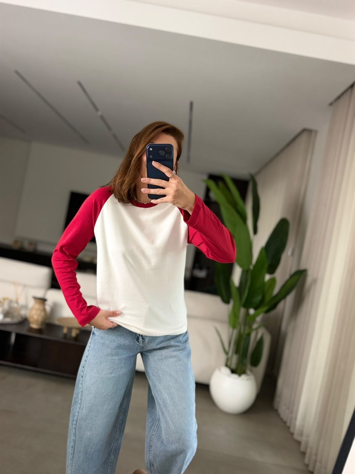 Kırmızı İki Renk Reglan Sweat