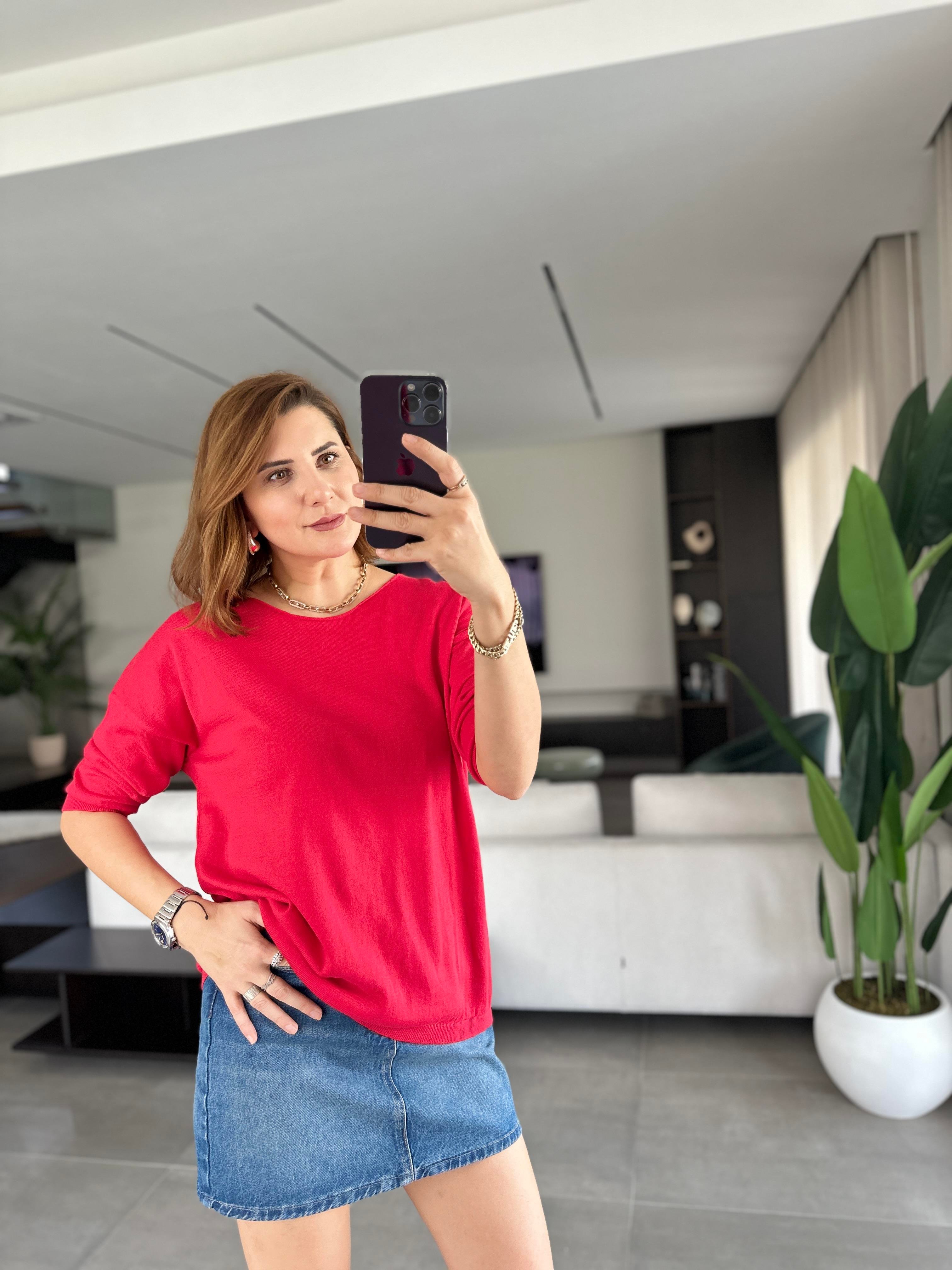 Kırmızı Lena Salaş Bluz