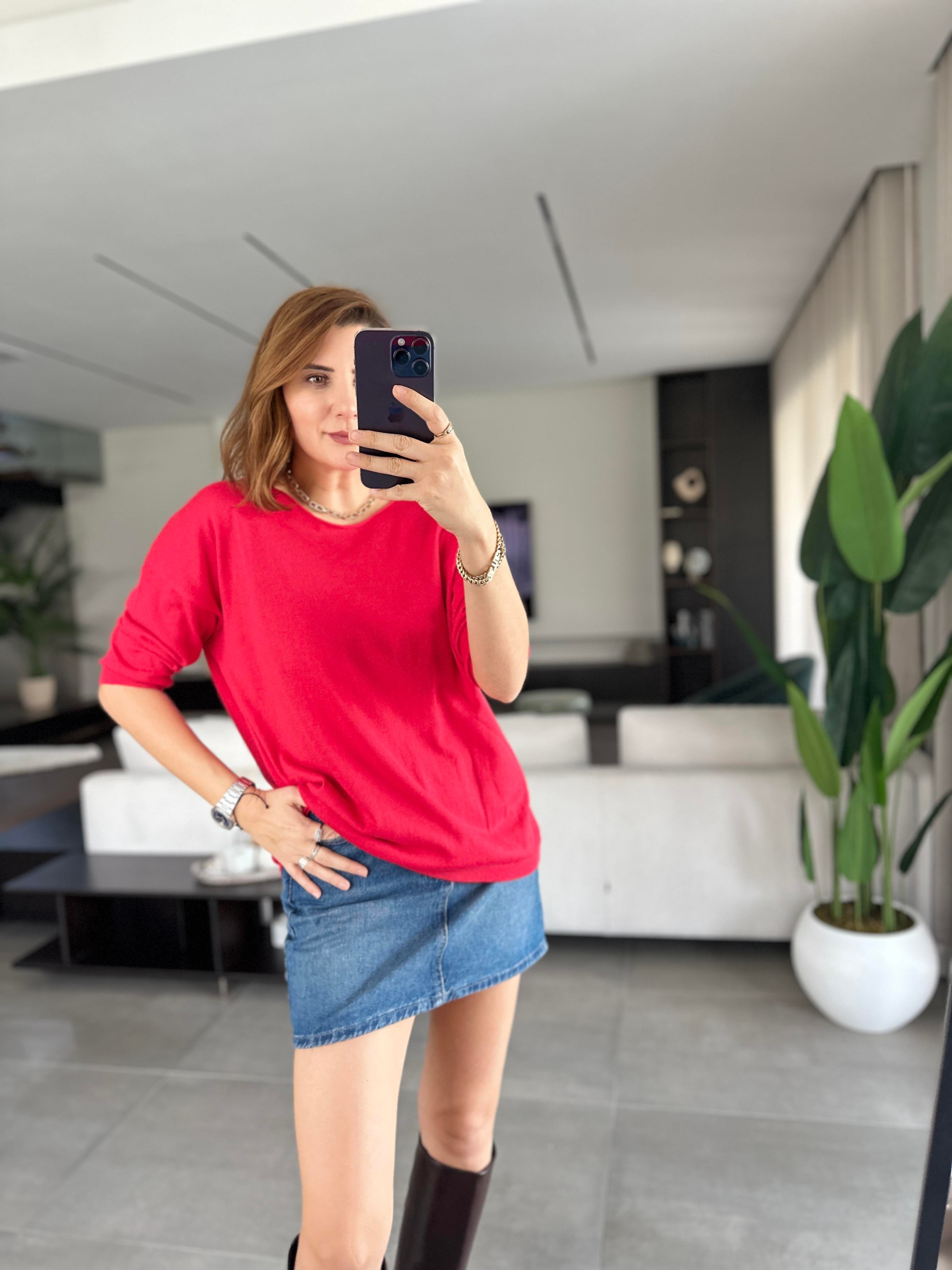 Kırmızı Lena Salaş Bluz