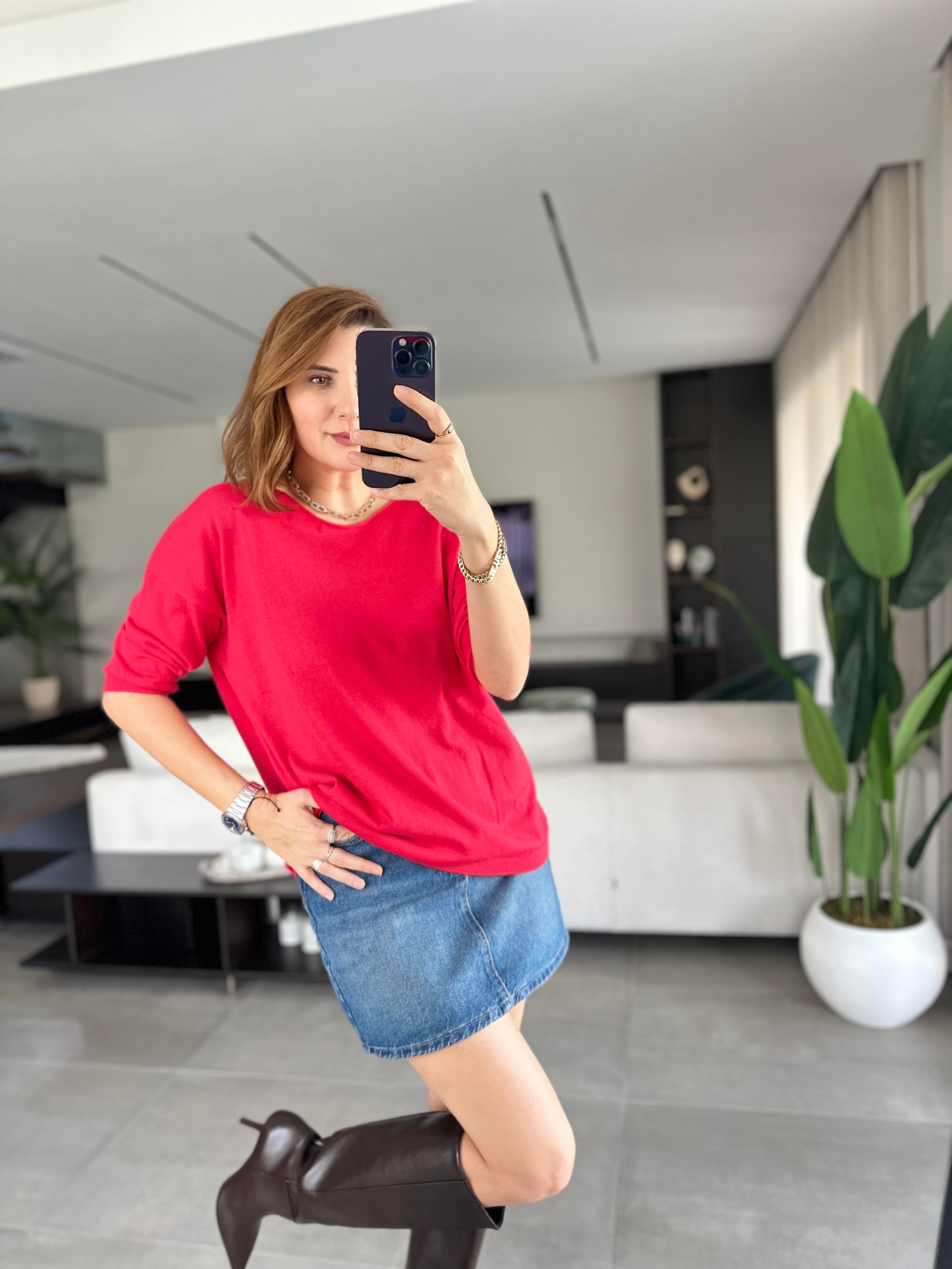 Kırmızı Lena Salaş Bluz