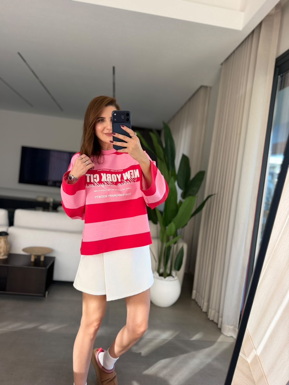 Kırmızı NY Cıty Baskılı Sweatshırt