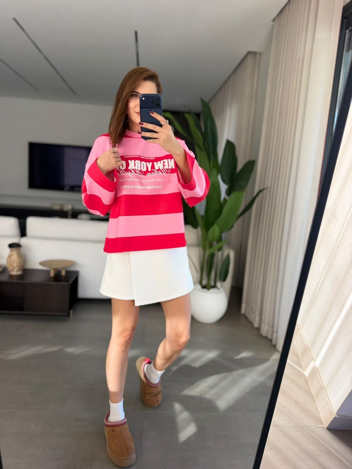 Kırmızı NY Cıty Baskılı Sweatshırt