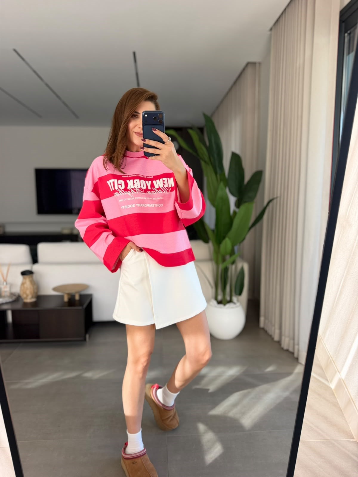 Kırmızı NY Cıty Baskılı Sweatshırt