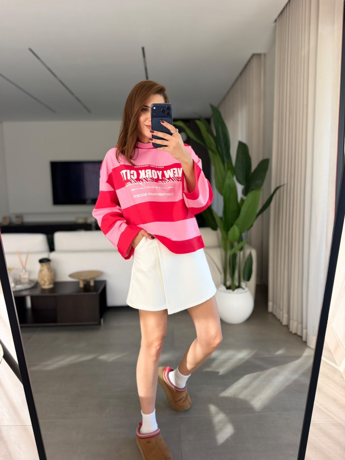 Kırmızı NY Cıty Baskılı Sweatshırt