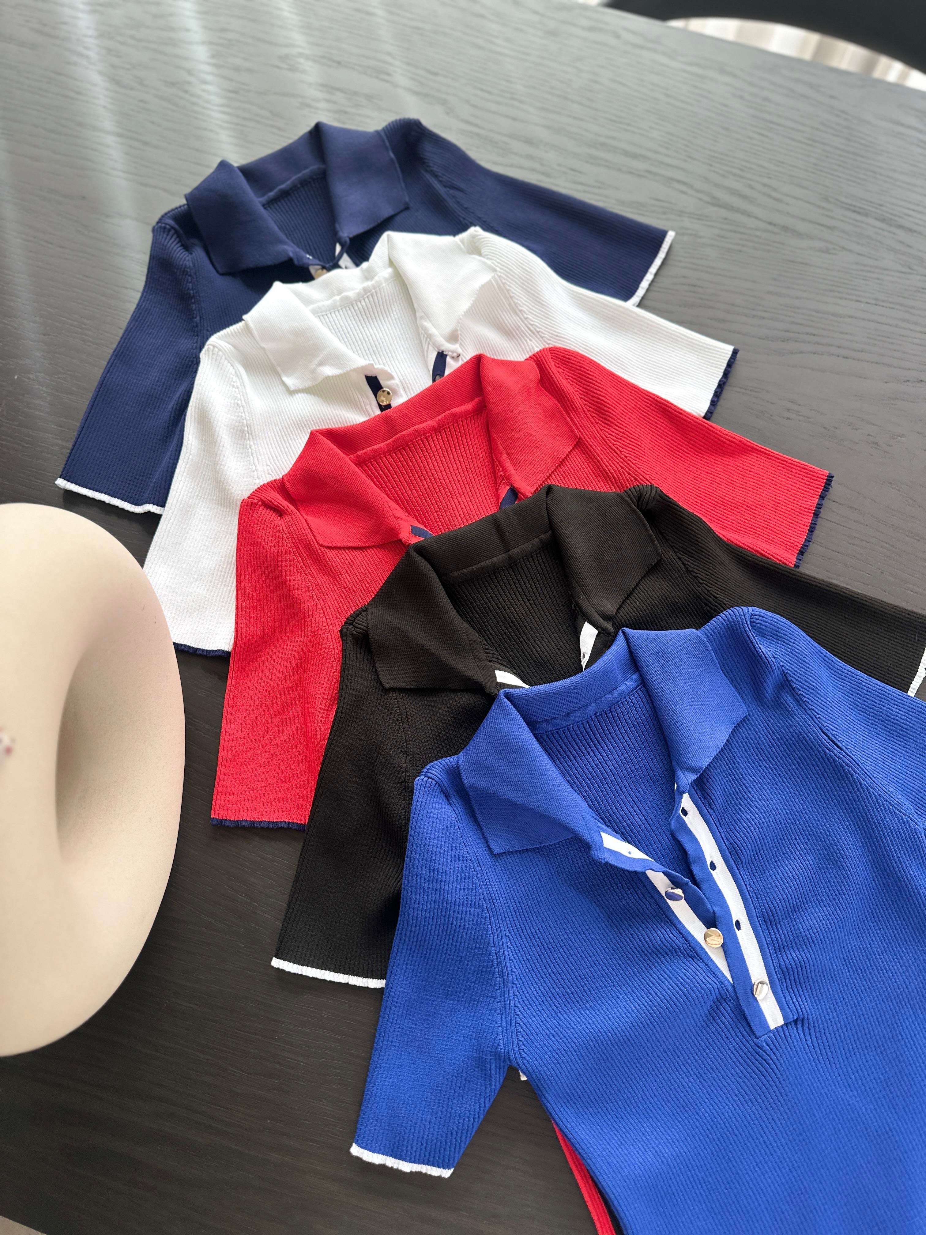 Kırmızı Polo Yaka Fitilli Bluz